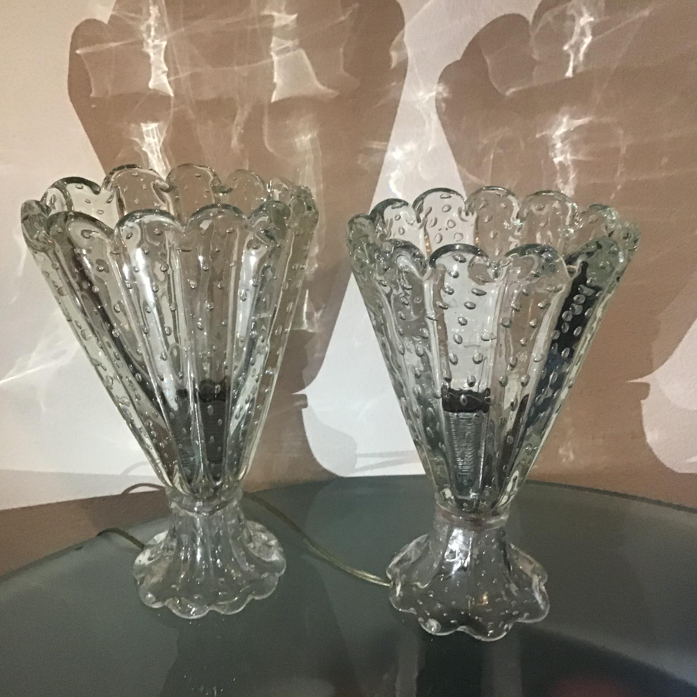 Verre de Murano Barovier & Toso - Lampe de bureau deux têtes en verre de Murano, Italie, 1940  en vente
