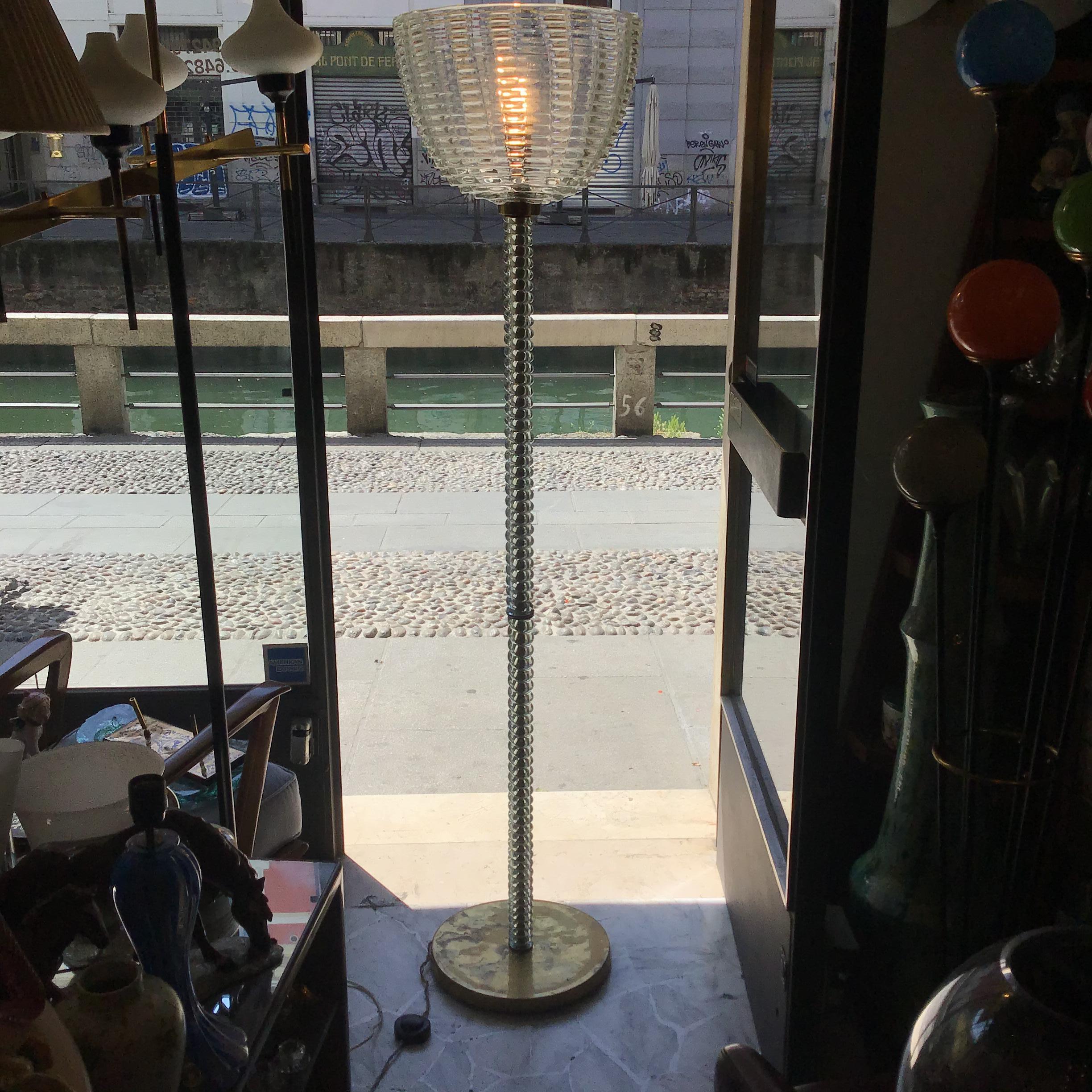 Dino Martens - Barovier e Toso Floor Lamp Brass Murano Glass 1940 Italy  3