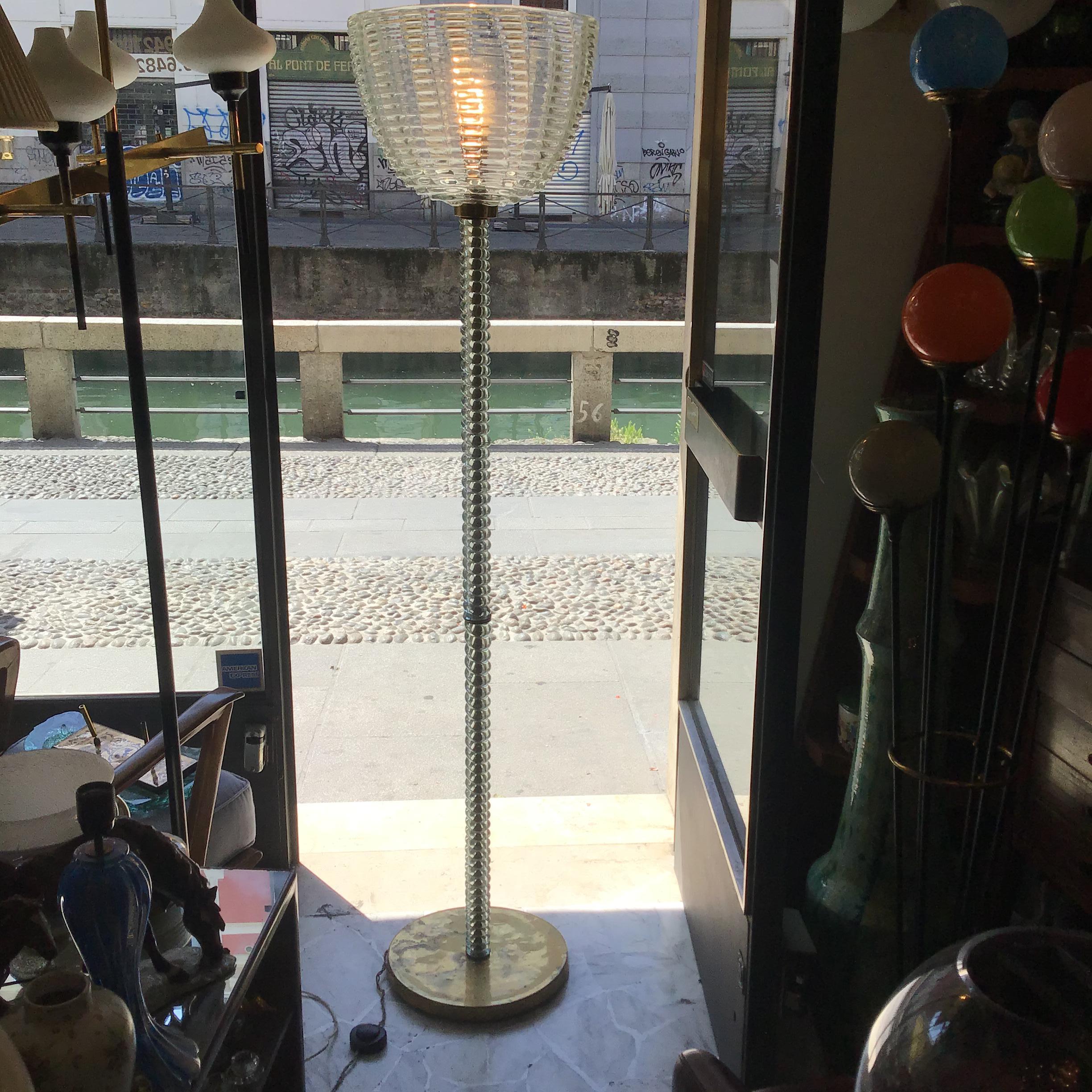 Dino Martens - Barovier e Toso Floor Lamp Brass Murano Glass 1940 Italy  4