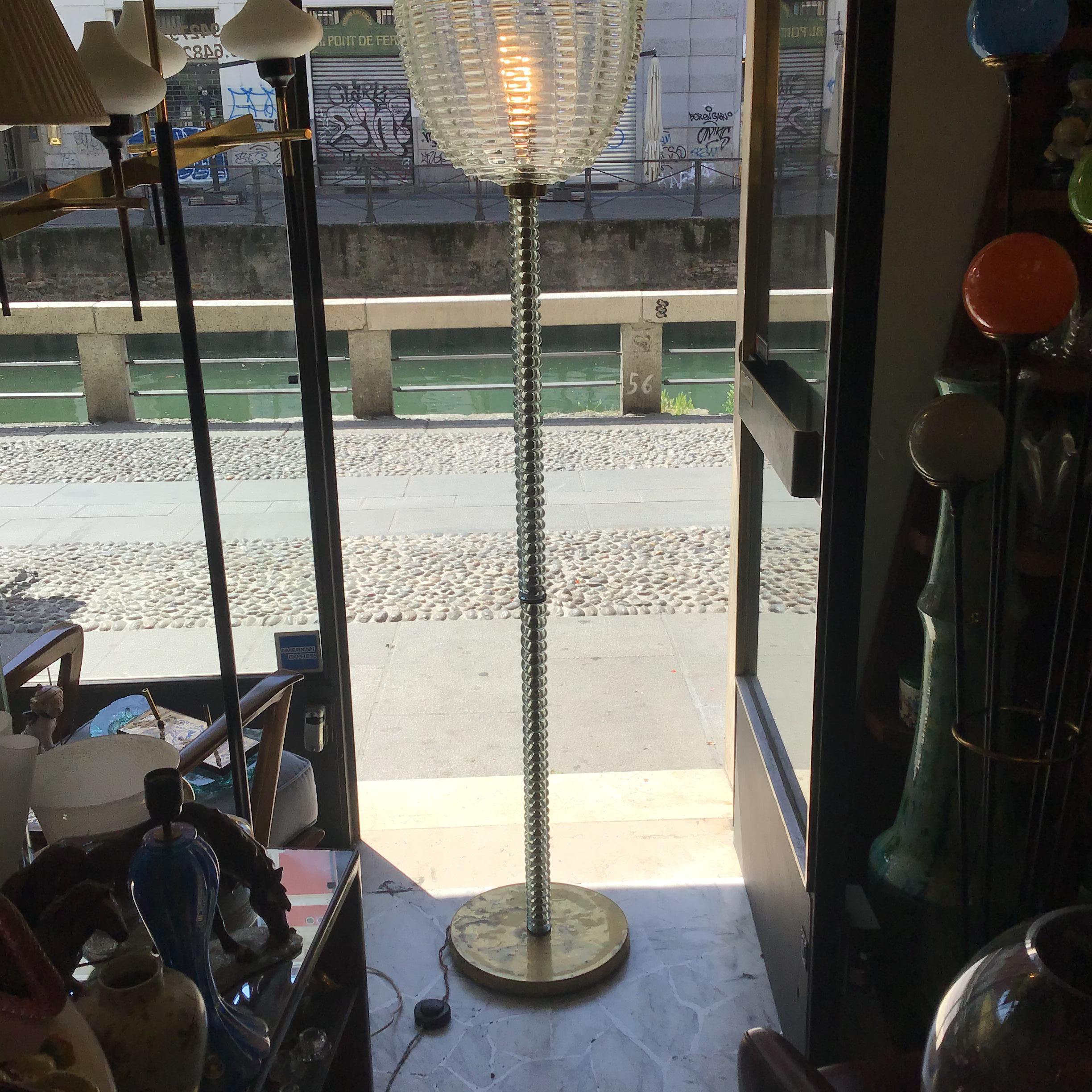 Dino Martens - Barovier e Toso Floor Lamp Brass Murano Glass 1940 Italy  5