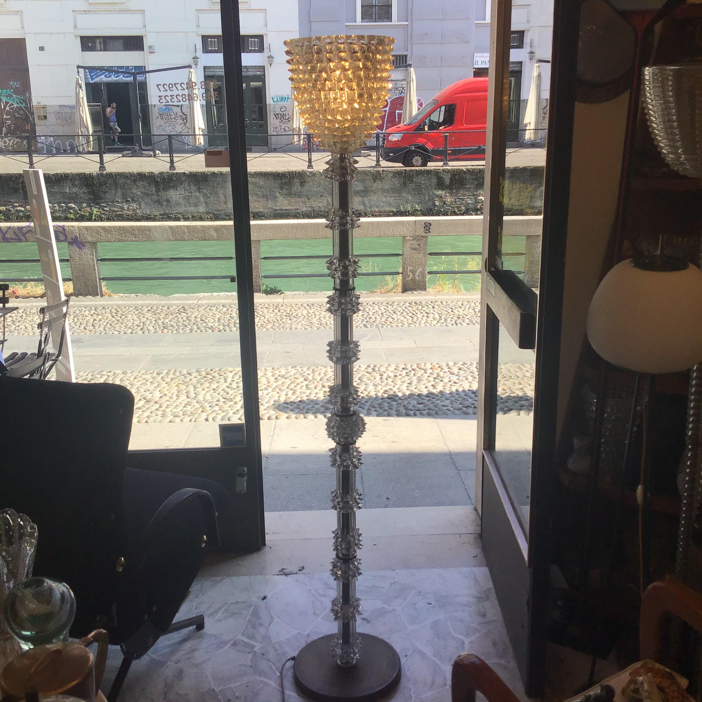 Altro Barovier e Toso Floor Lamp “Rostrato” Murano Glass Brass 1940 Italy