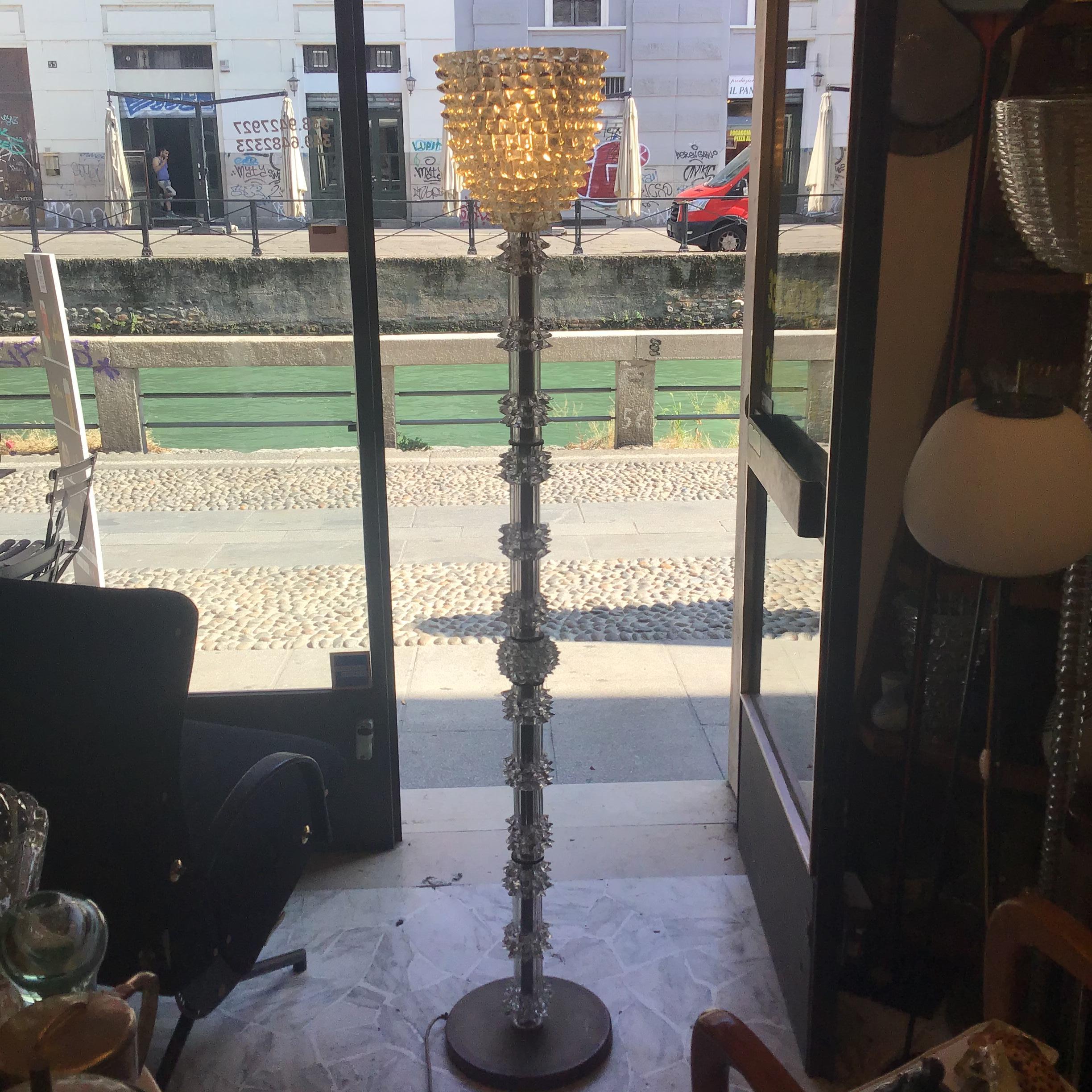 Italian Barovier e Toso Floor Lamp “Rostrato” Murano Glass Brass 1940 Italy