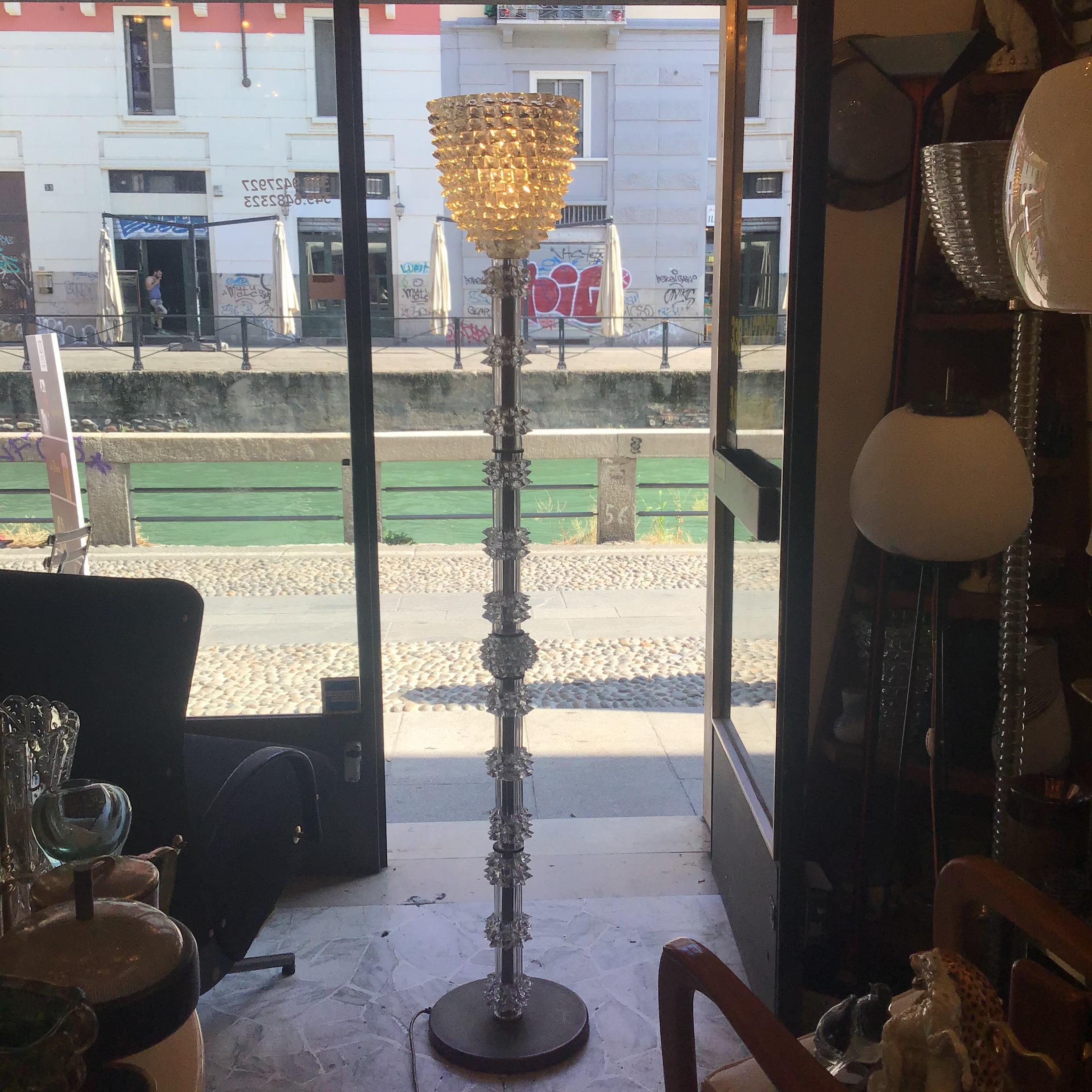 Barovier e Toso Floor Lamp “Rostrato” Murano Glass Brass 1940 Italy In condizioni buone a Milano, IT