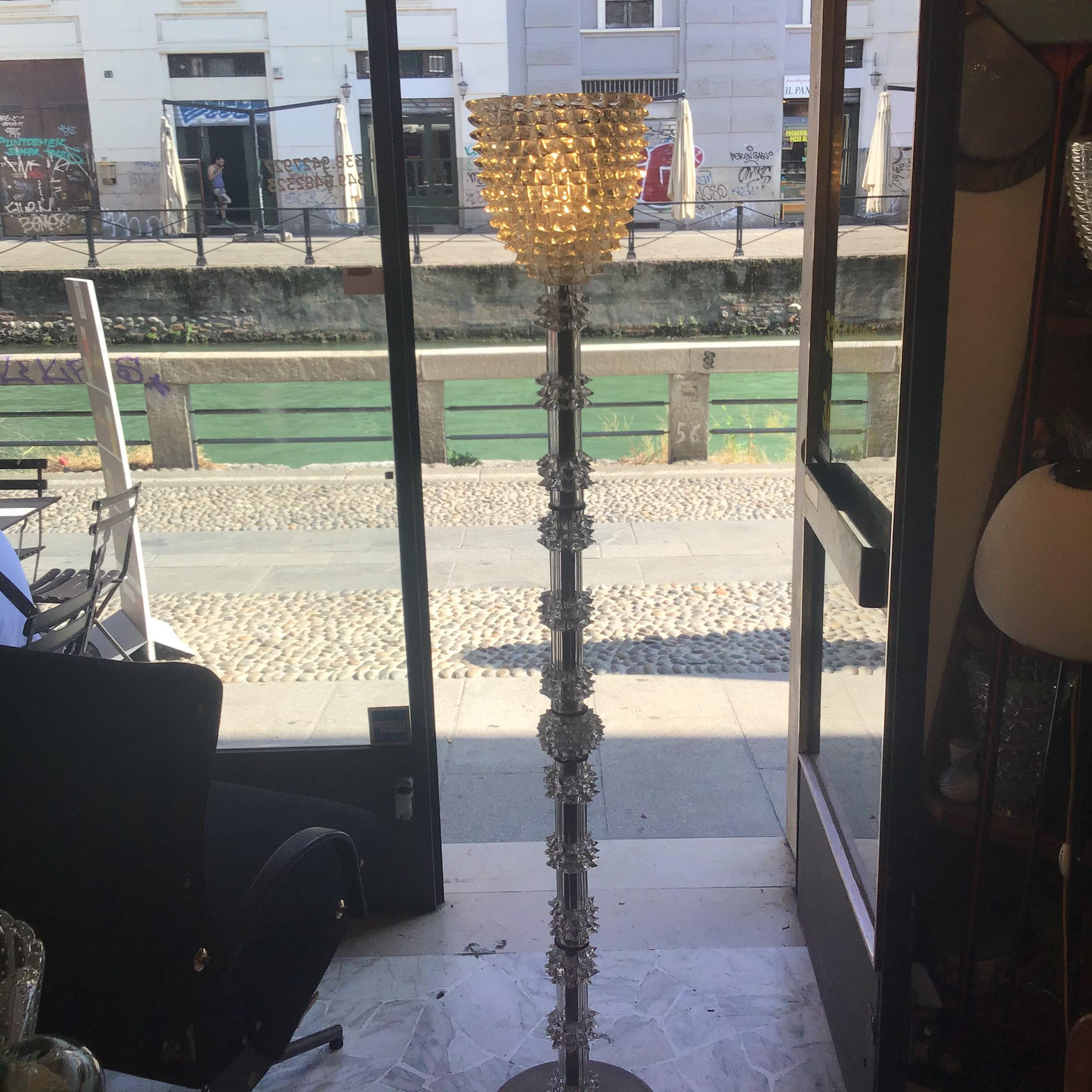 Mid-20th Century Barovier e Toso Floor Lamp “Rostrato” Murano Glass Brass 1940 Italy