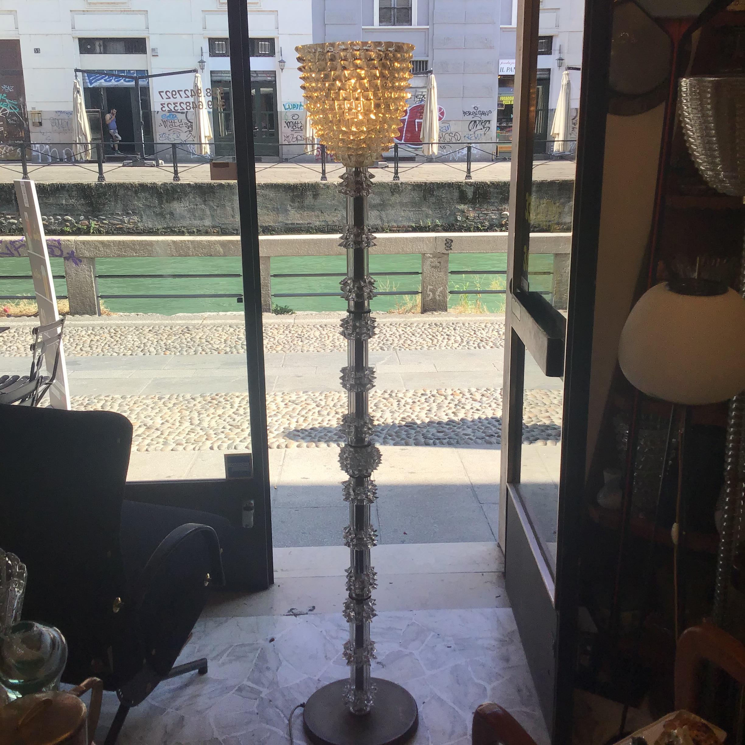 Vetro di Murano Barovier e Toso Floor Lamp “Rostrato” Murano Glass Brass 1940 Italy