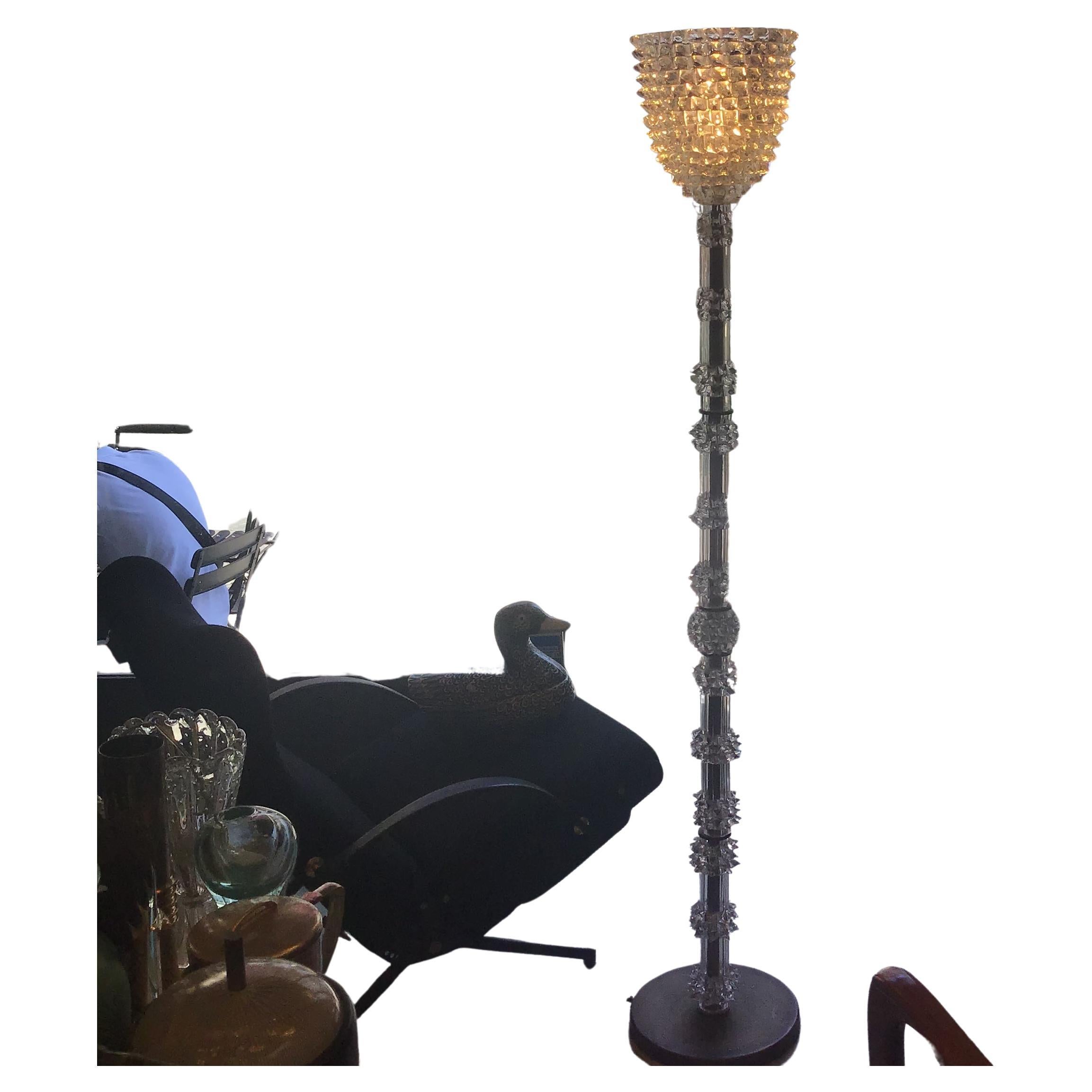 Barovier e Toso Floor Lamp “Rostrato” Murano Glass Brass 1940 Italy 