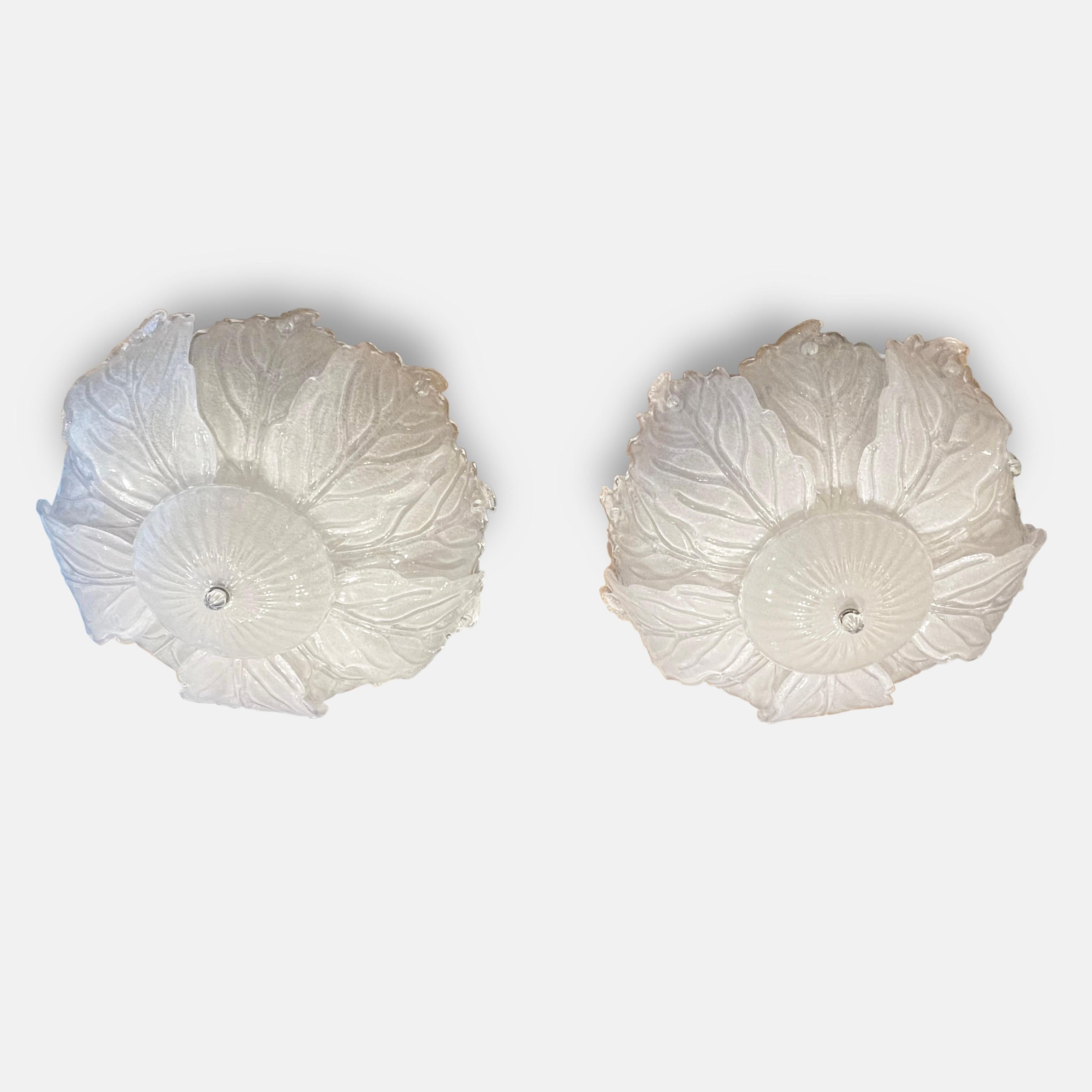 Mid-Century Modern A Pair of Barovier e Toso Ceiling Lights For Sale