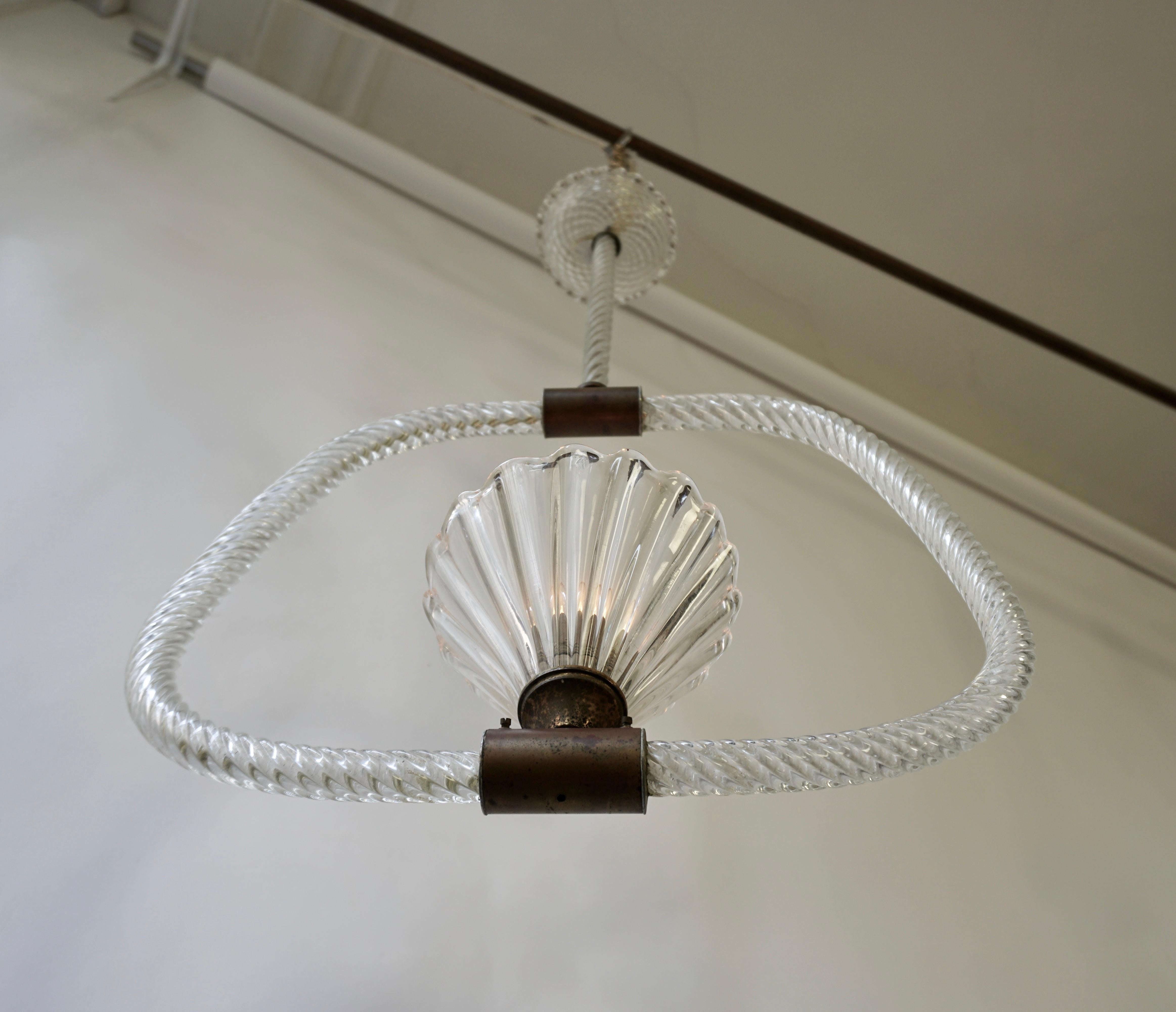 Barovier e Toso Glass Light Fixture, circa 1950 In Good Condition For Sale In Antwerp, BE