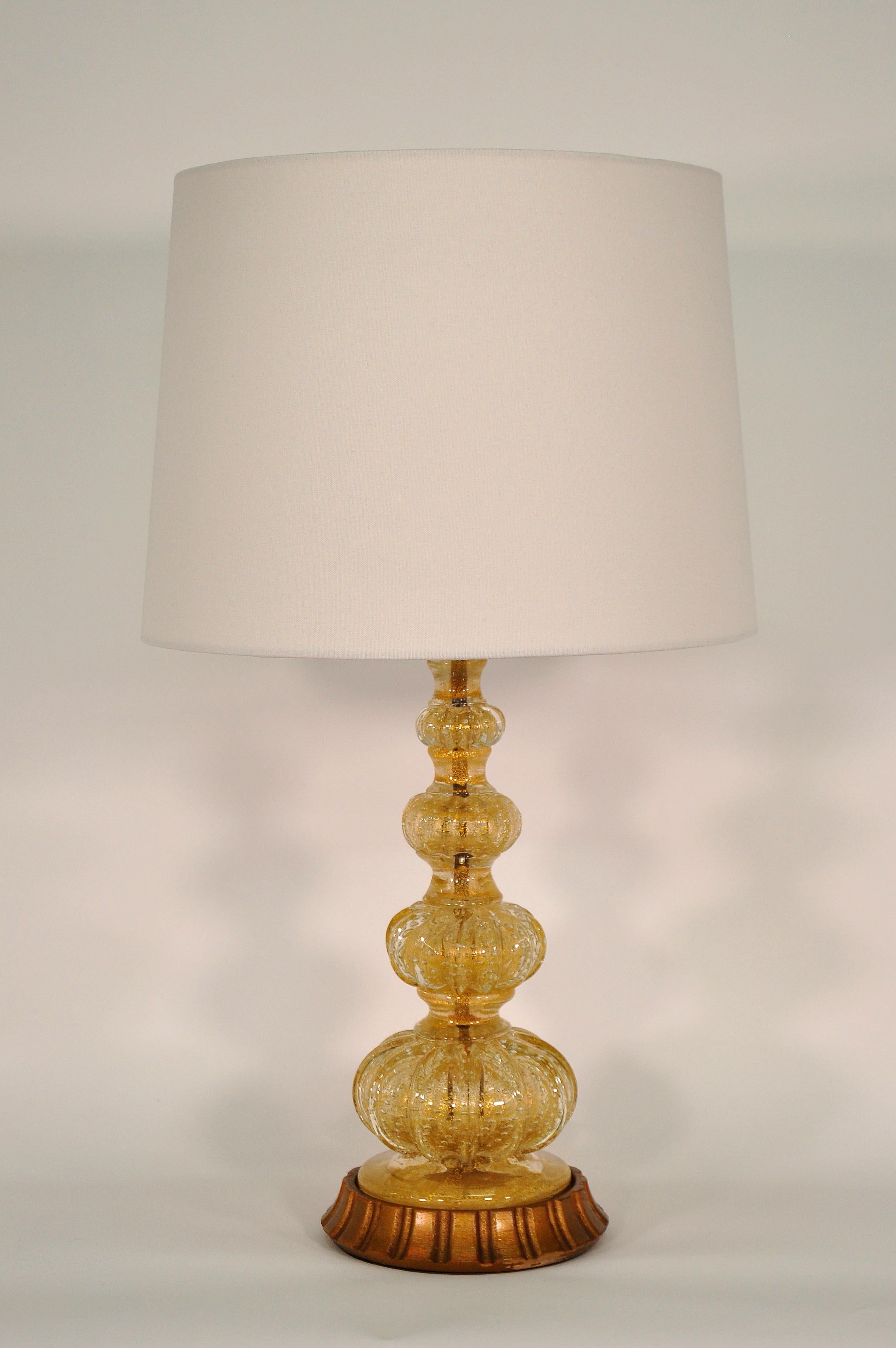 Barovier e Toso Gold Murano Glass Table Lamp 3