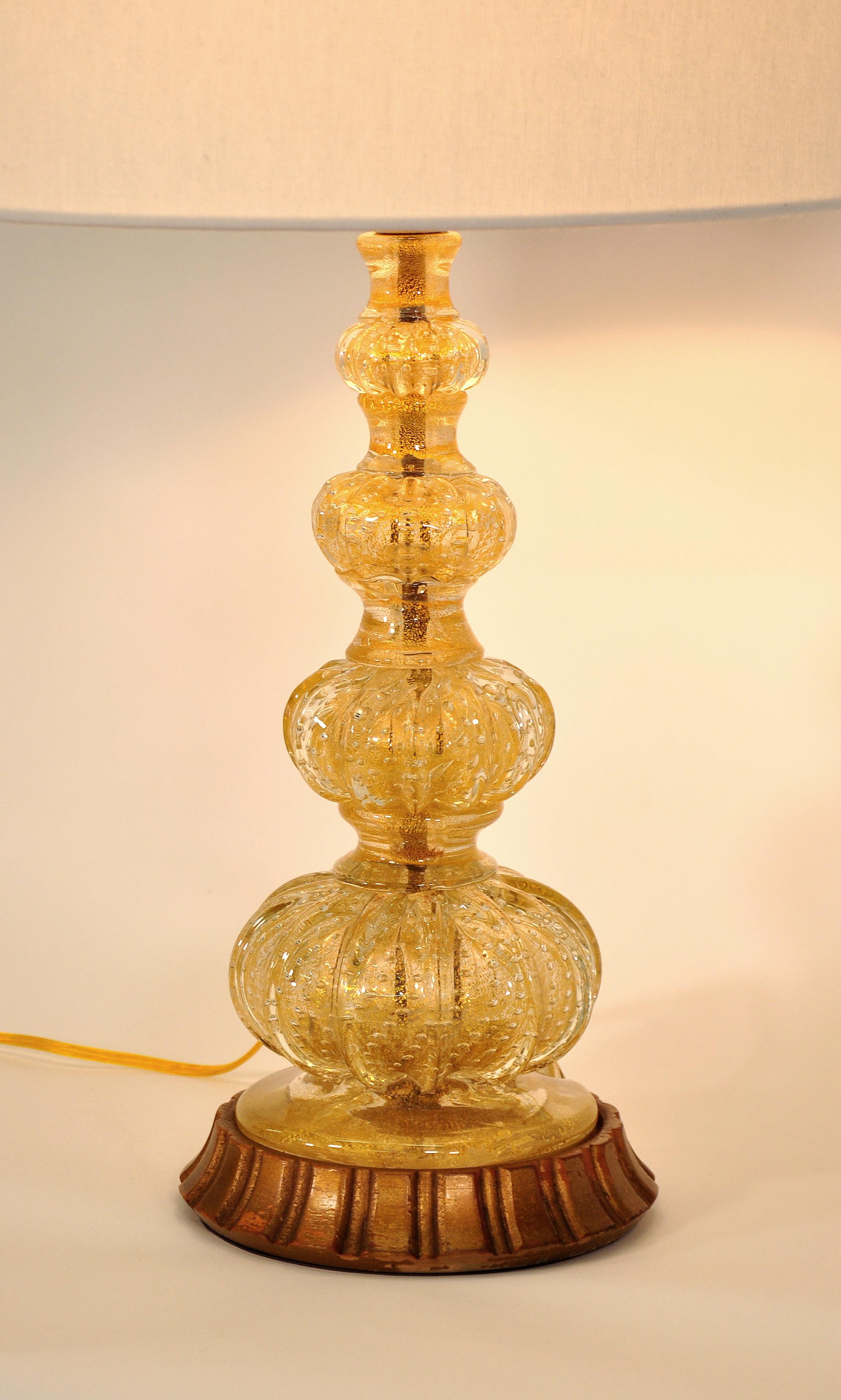 Barovier e Toso Gold Murano Glass Table Lamp 5