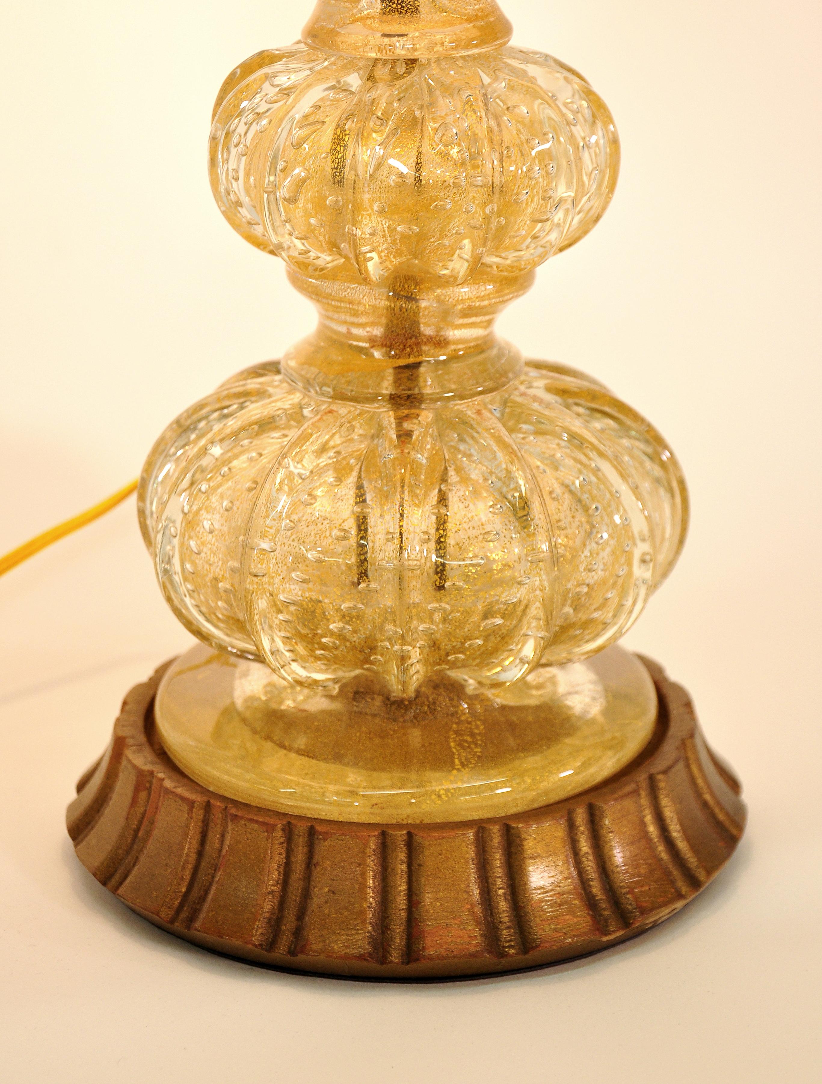 Barovier e Toso Gold Murano Glass Table Lamp 6