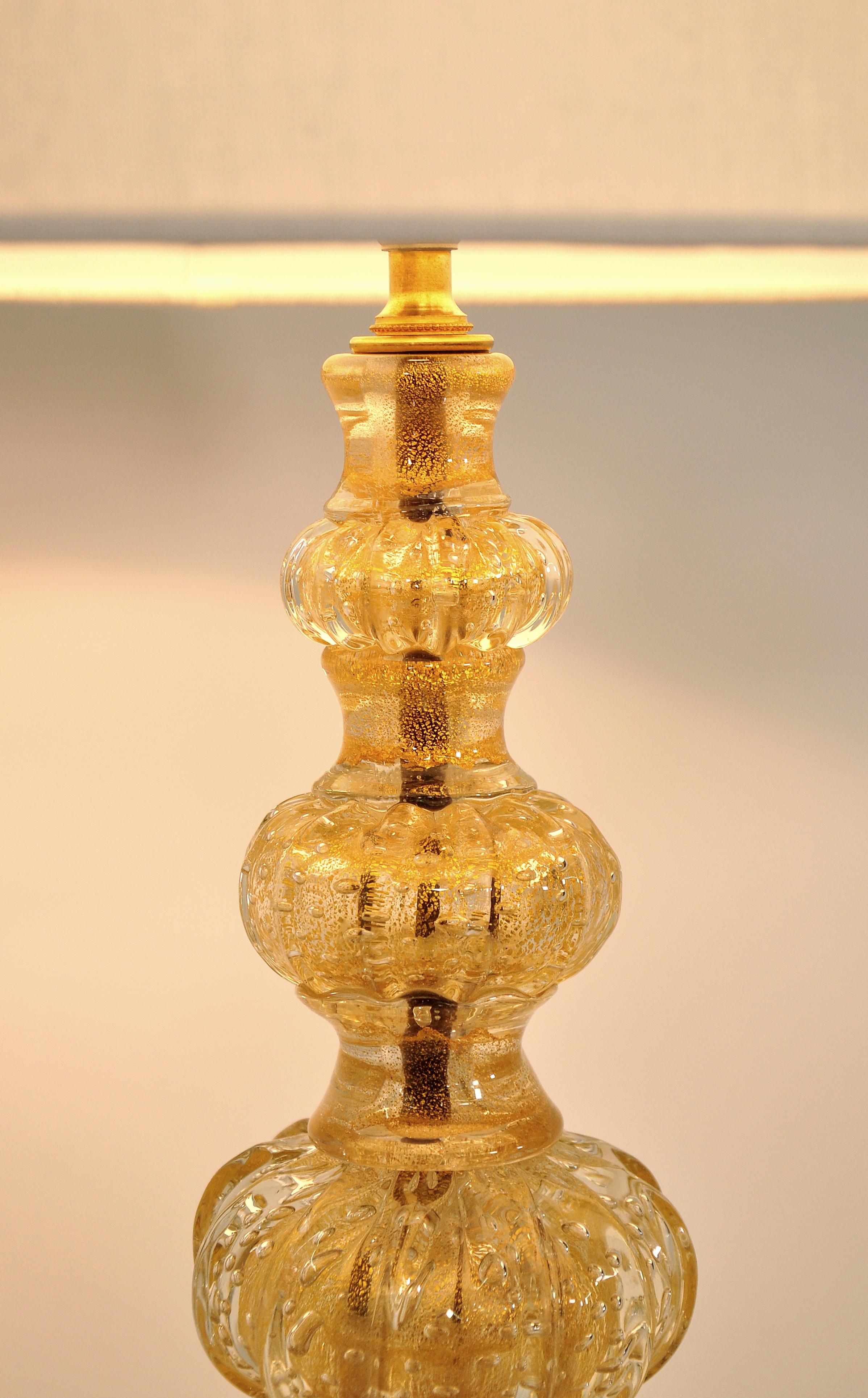 Mid-Century Modern Barovier e Toso Gold Murano Glass Table Lamp