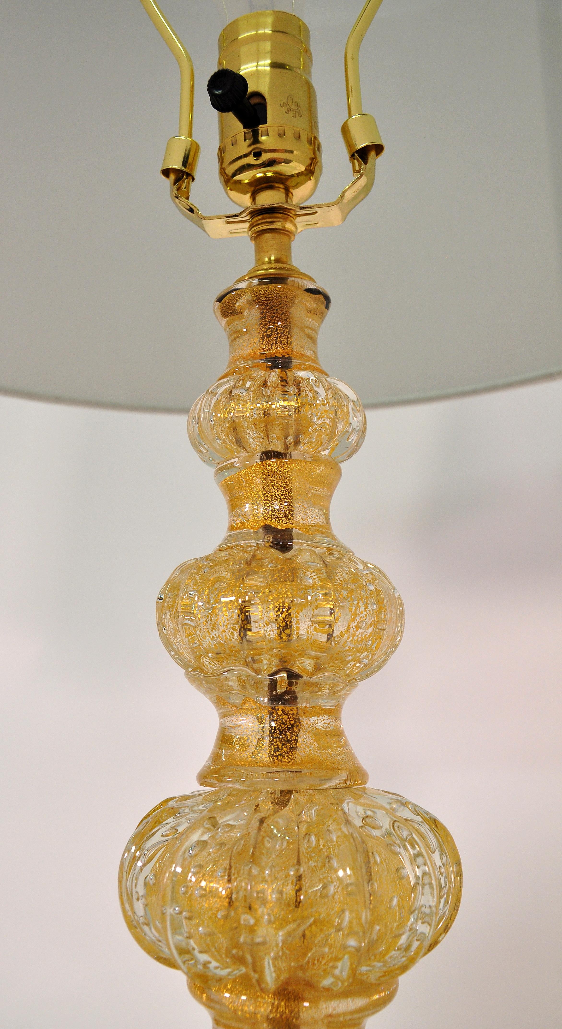 Italian Barovier e Toso Gold Murano Glass Table Lamp