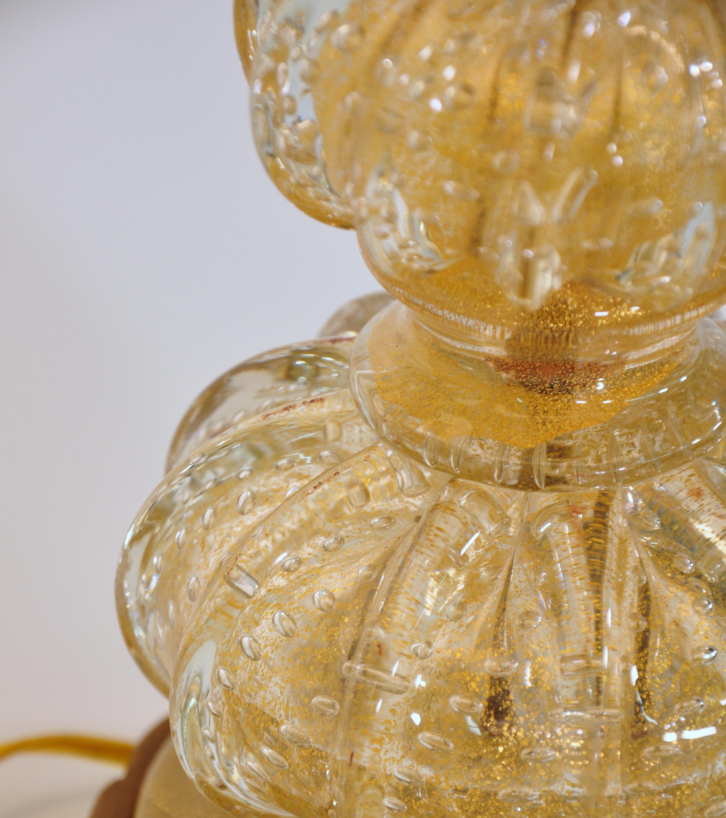 Mid-20th Century Barovier e Toso Gold Murano Glass Table Lamp