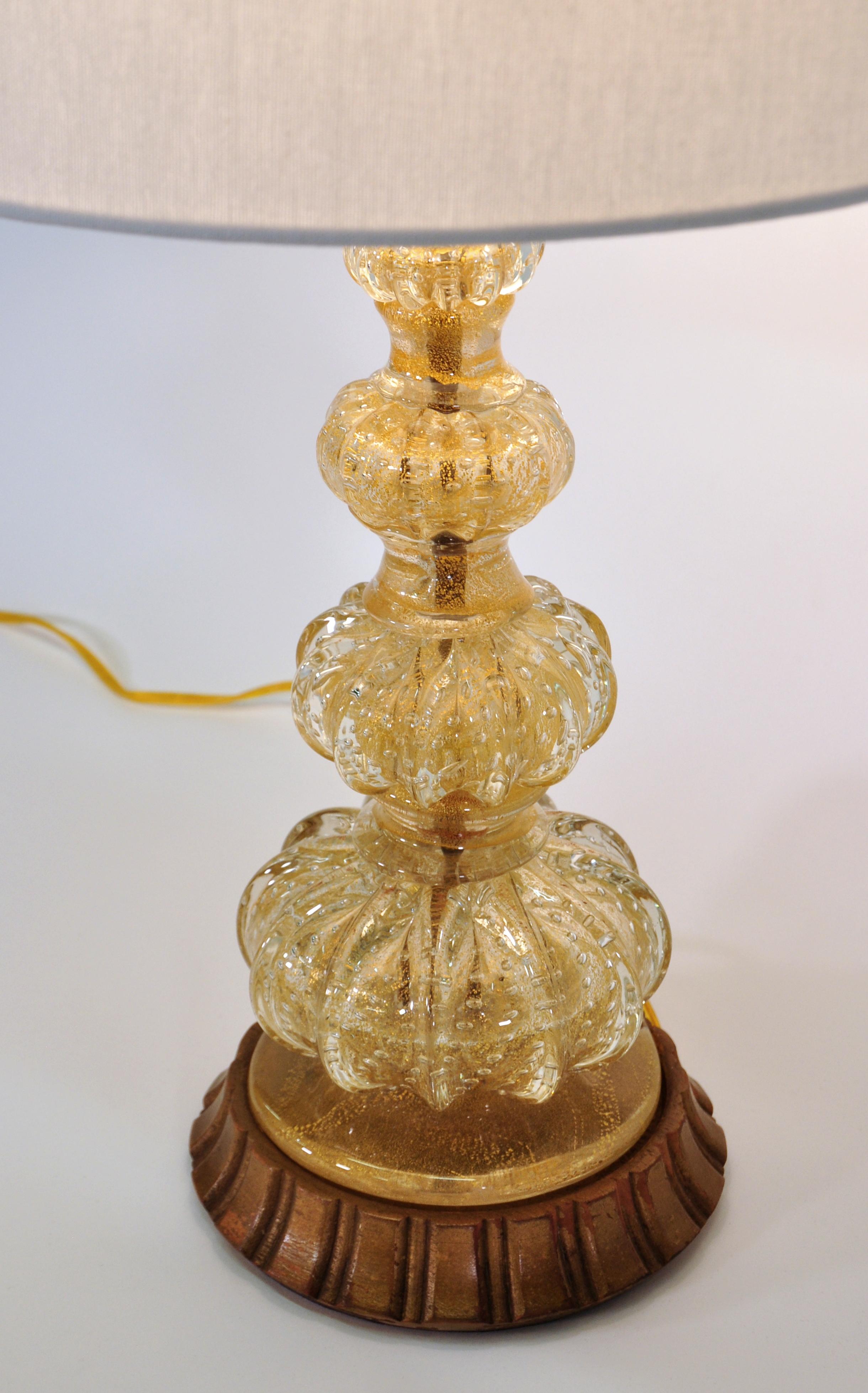 Barovier e Toso Gold Murano Glass Table Lamp 1