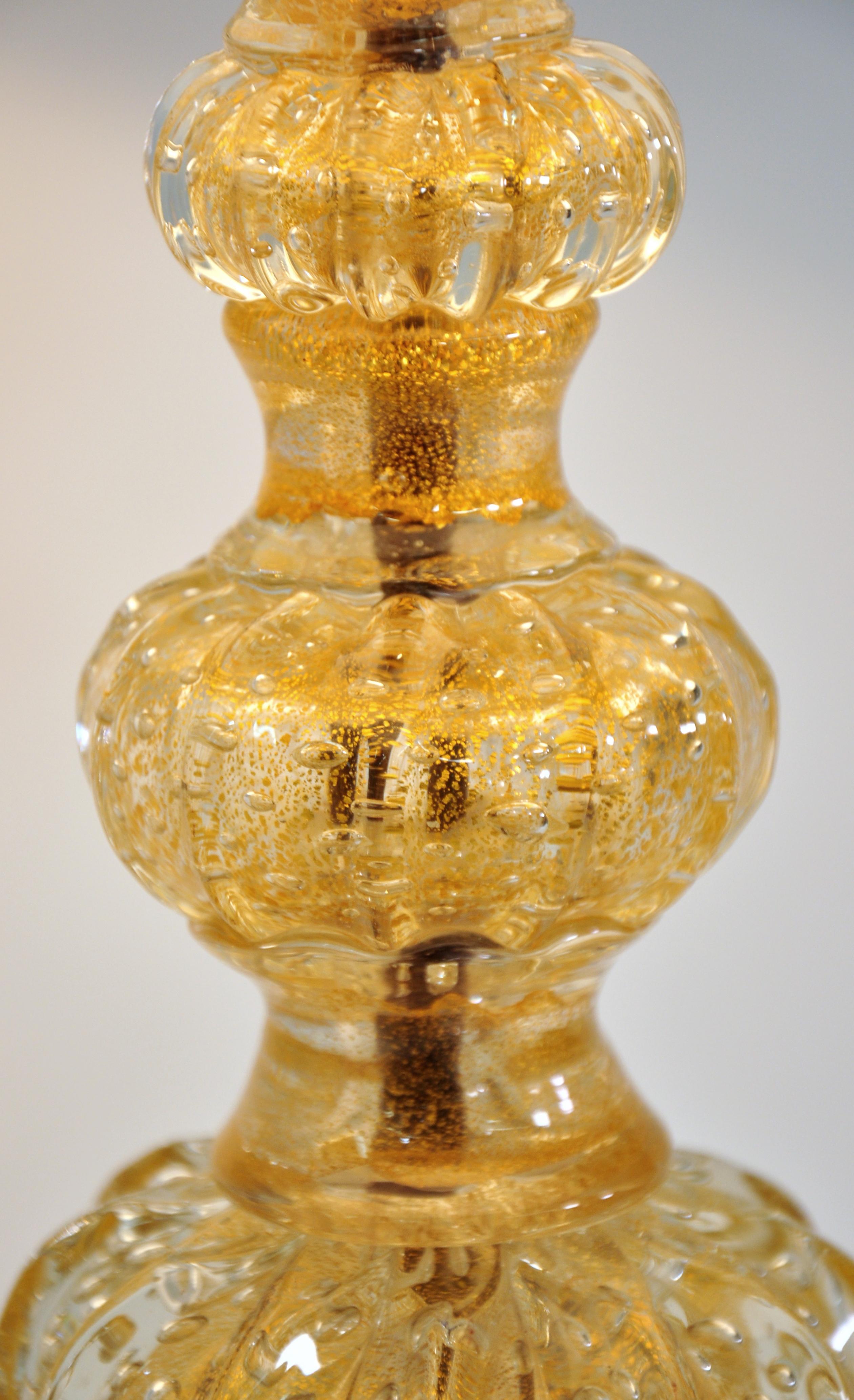Barovier e Toso Gold Murano Glass Table Lamp 2