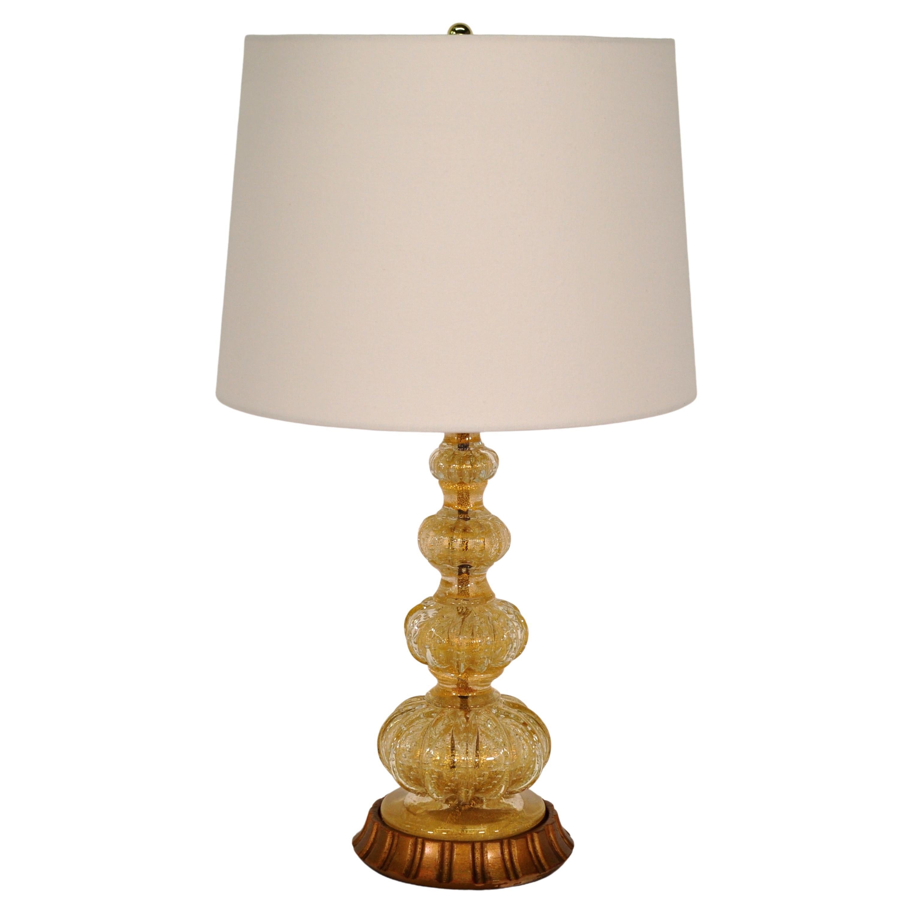 Barovier e Toso Gold Murano Glass Table Lamp