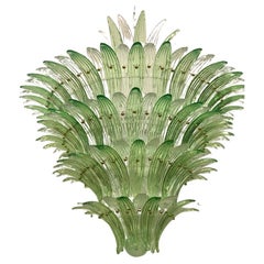 Barovier e Toso Style Green Murano Glass Palmettes Chandelier