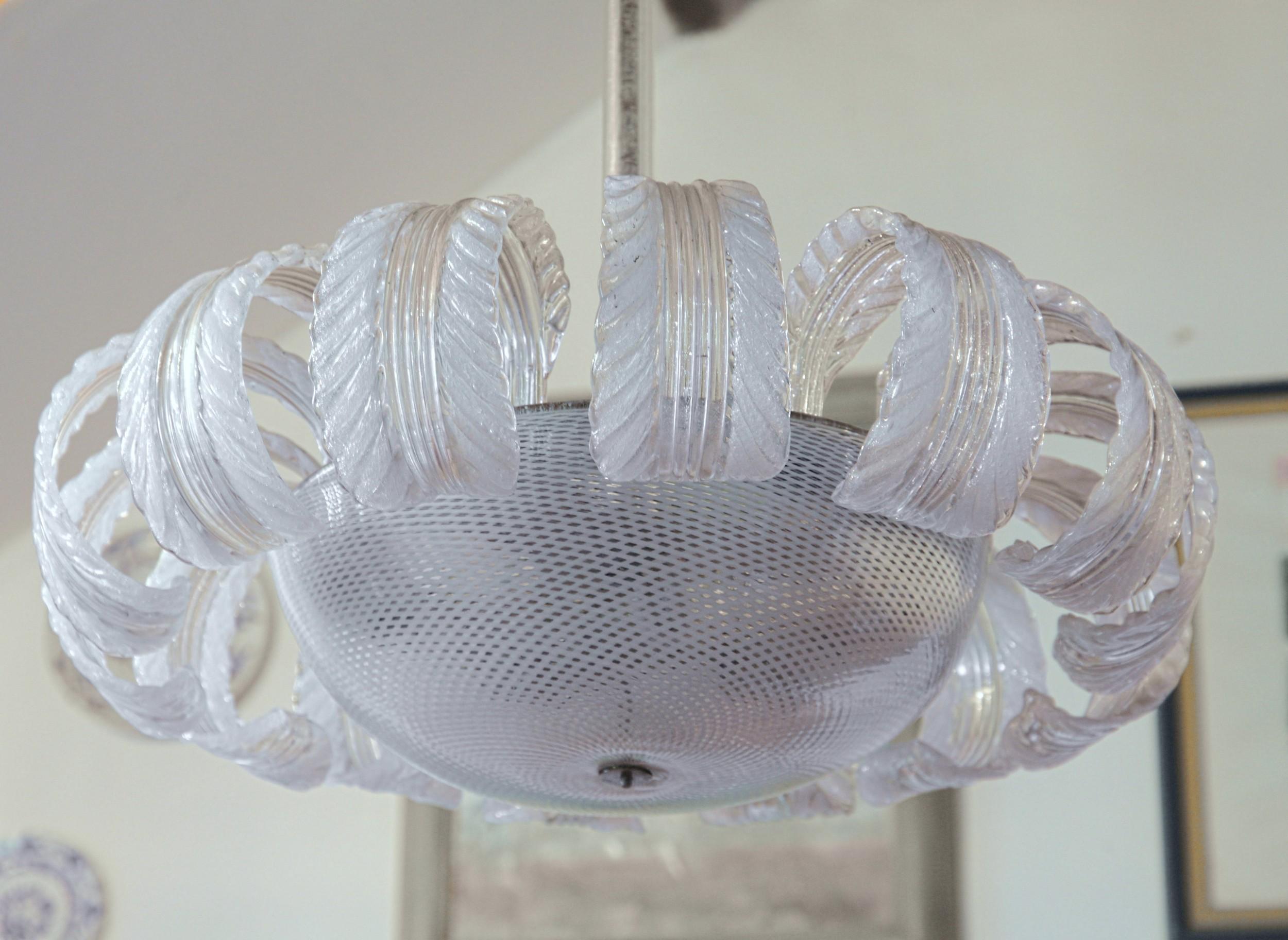 Barovier et Toso Attribuito, Ciotola Reticello a 14 Foglie Pulegoso, anni '40, Murano in vendita 5
