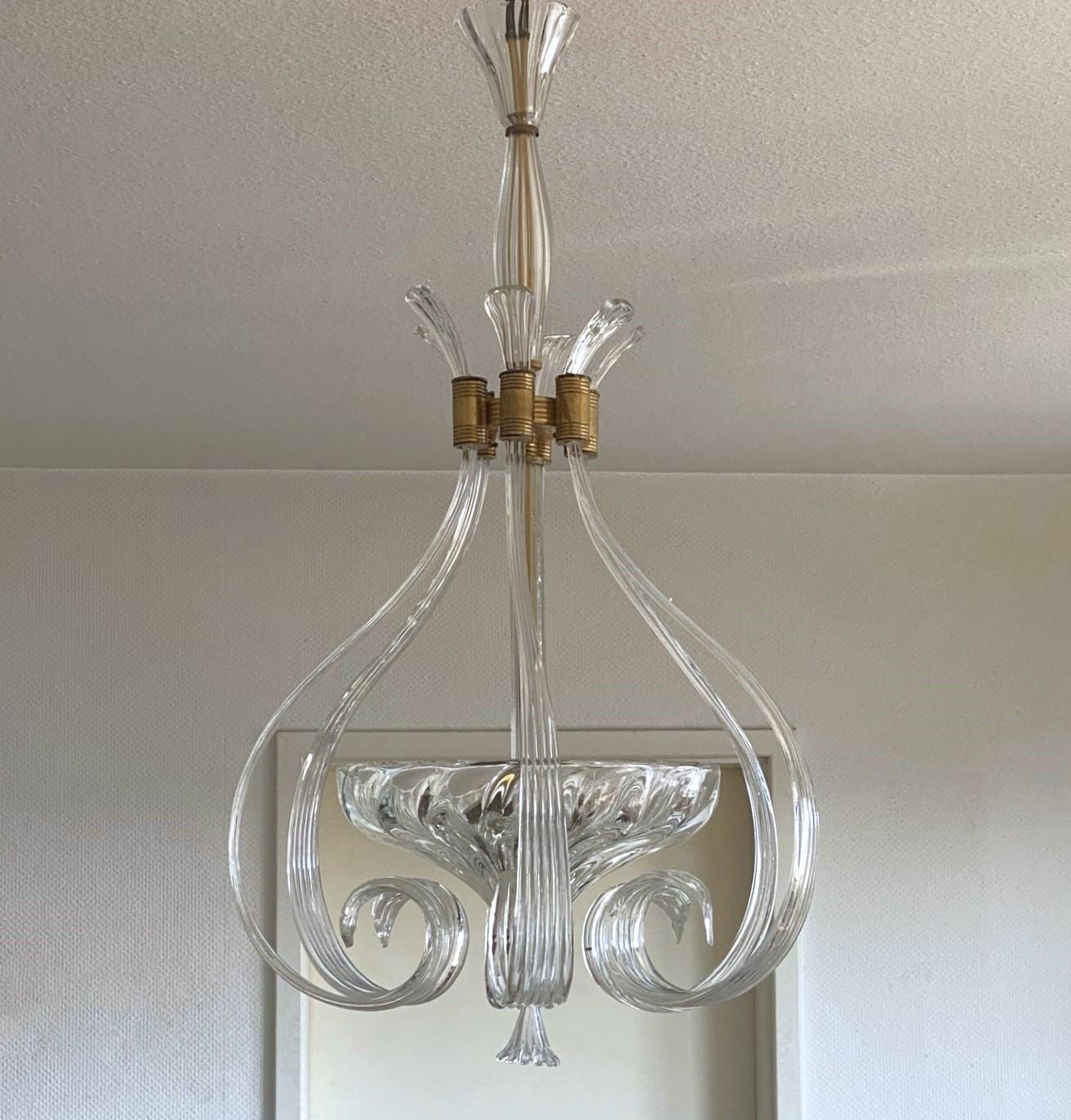 Barovier & Toso Murano Glass Chandelier or Lantern, Italy 1950's In Good Condition For Sale In Frankfurt am Main, DE