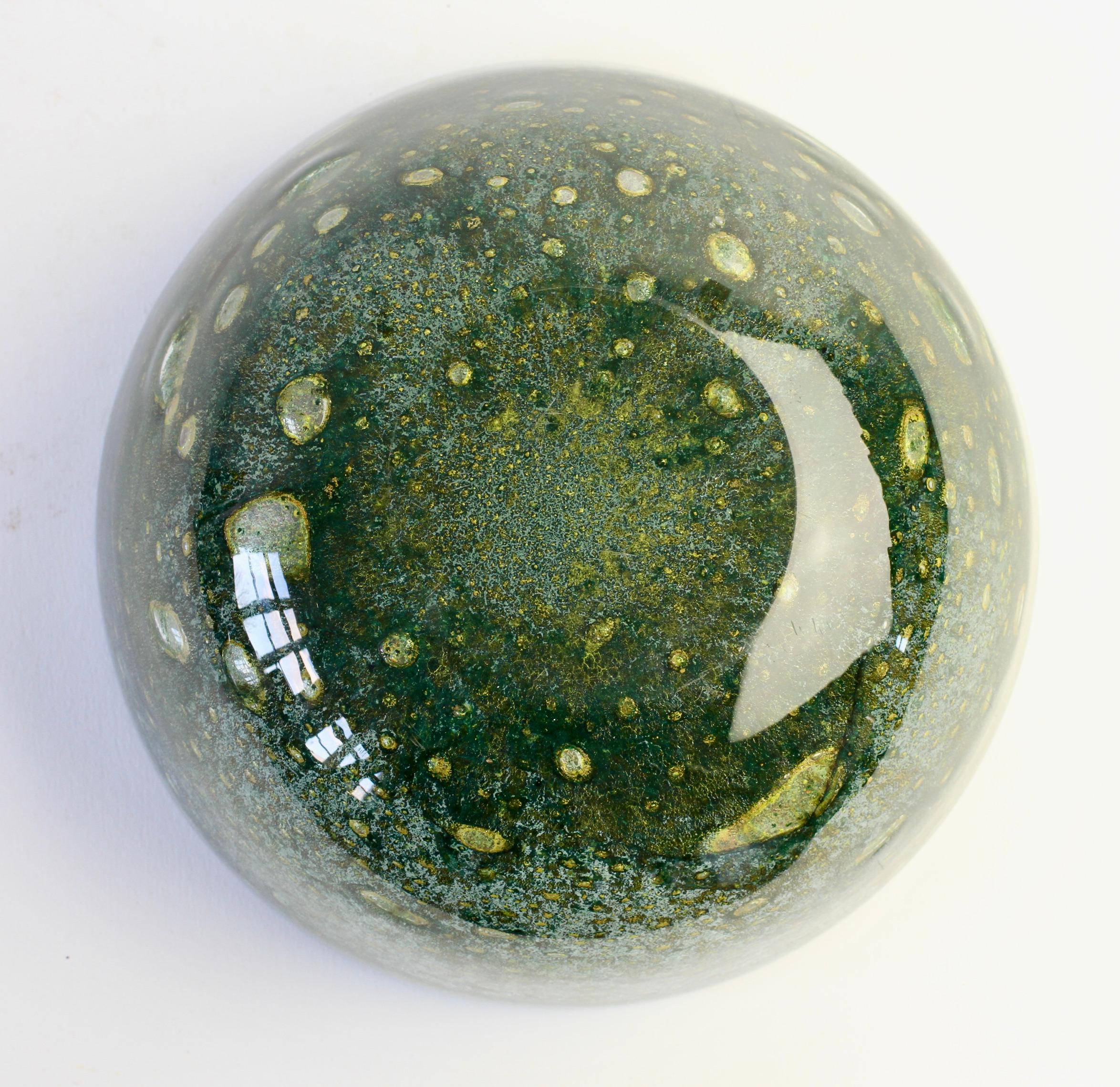 Barovier e Toso Ciotola in vetro di Murano 'Efeso' verde e oro di metà secolo, anni '60 in vendita 12