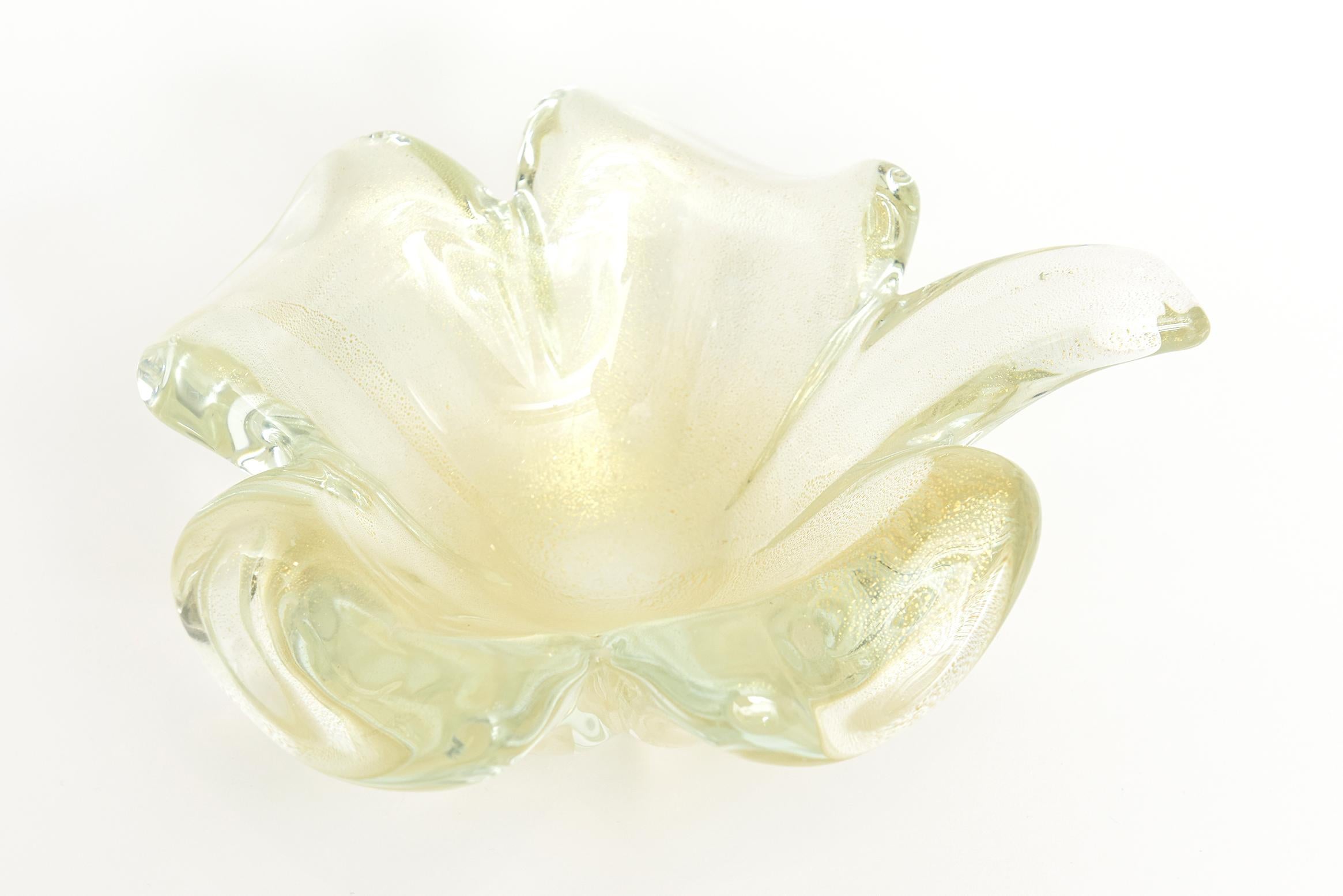 Barovier e Toso Murano Chunky Gold Aventurine Glass Bowl Vintage (Moderne der Mitte des Jahrhunderts)