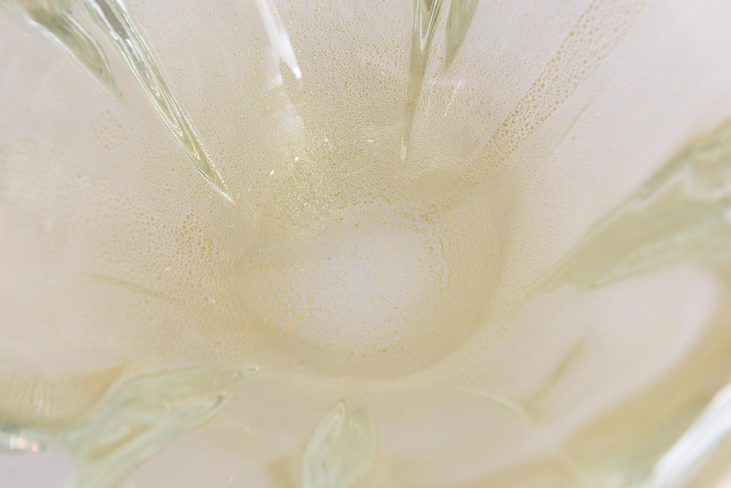 Barovier e Toso Murano Chunky Gold Aventurine Glass Bowl Vintage (Geblasenes Glas)