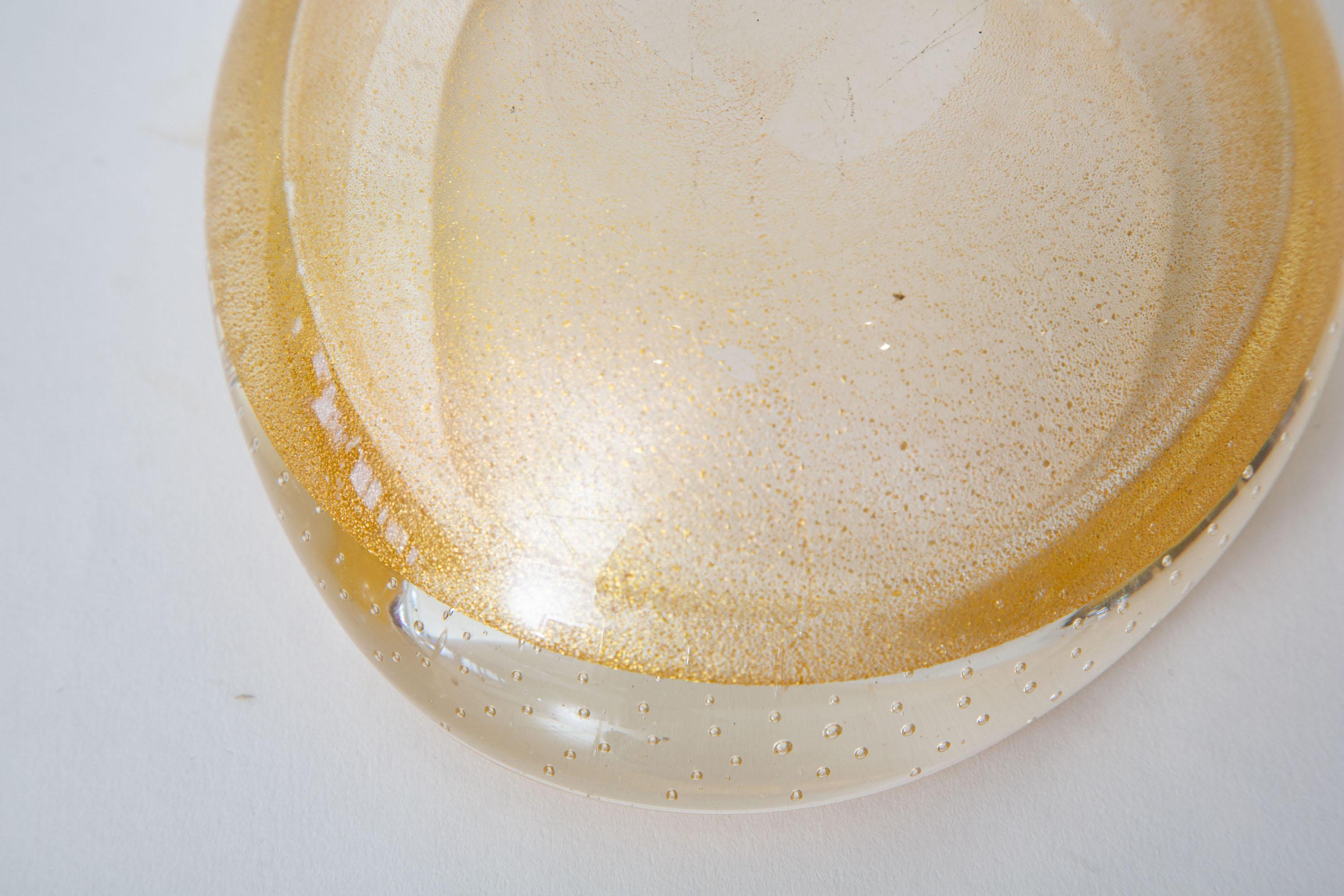 Barovier et Toso Murano Gold Aventurine Glass Bowl Vintage 3