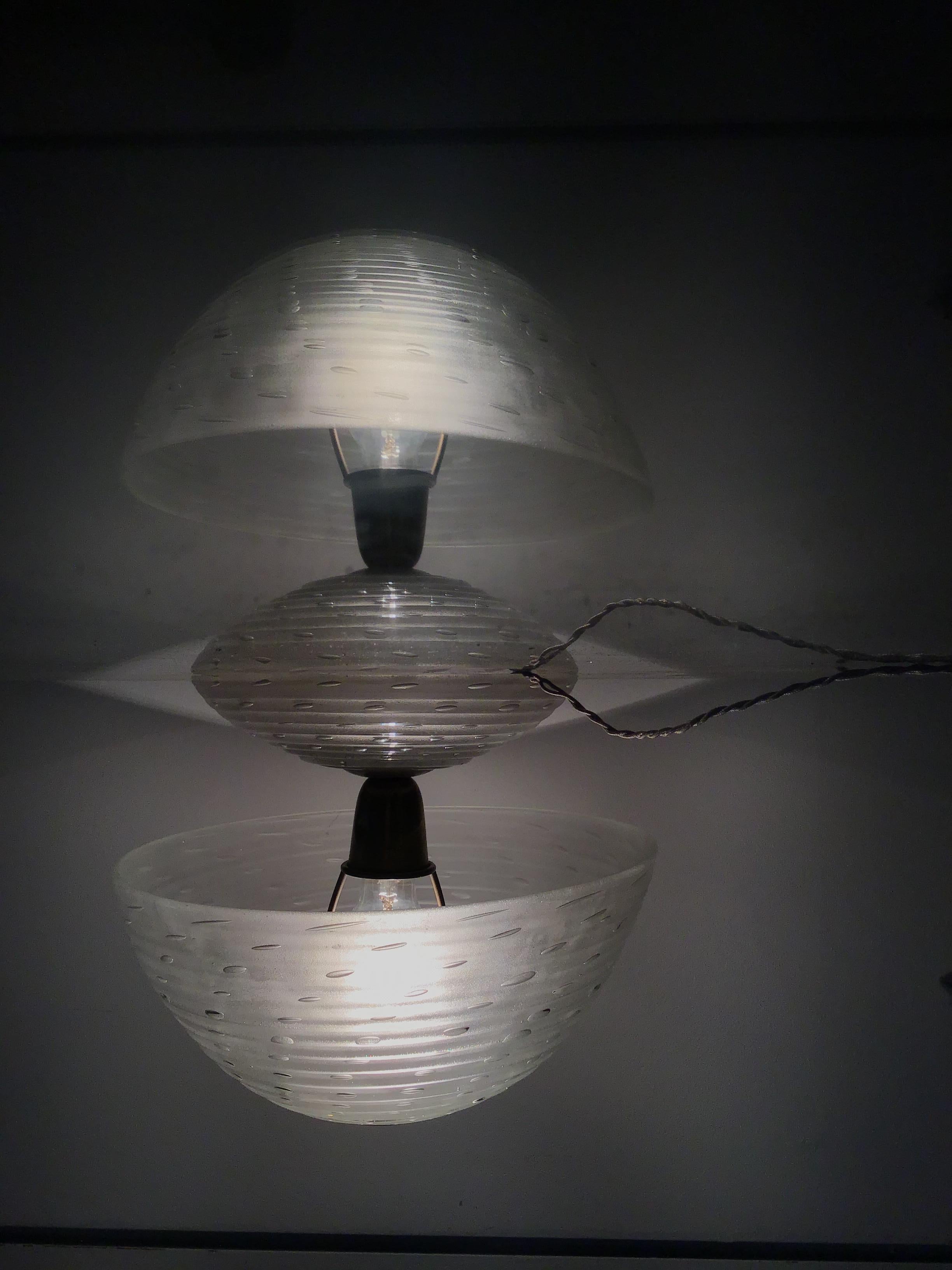 Barovier e Toso Mushroom Table Lamp 1940 Murano Glass Brass:: Italy Excellent état - En vente à Milano, IT