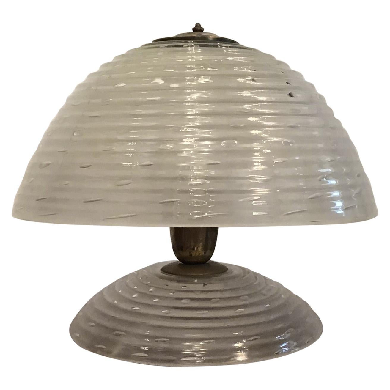 Barovier e Toso Mushroom Table Lamp 1940 Murano Glass Brass:: Italy