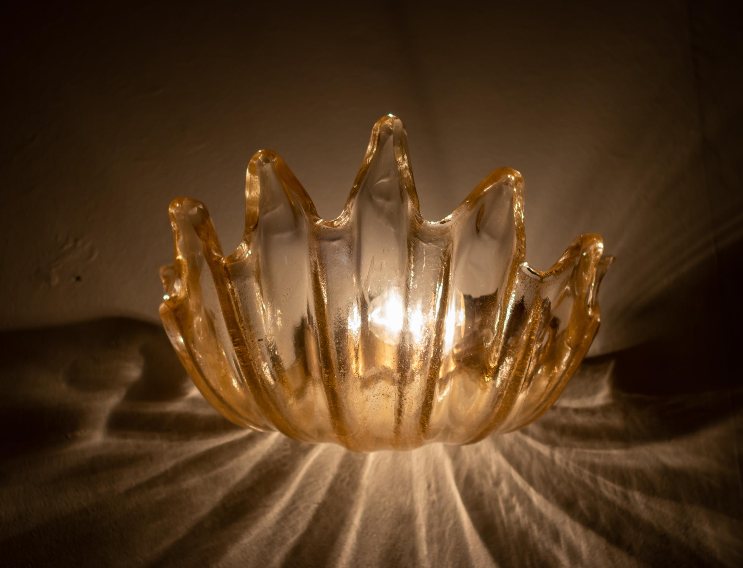 Brass Barovier e Toso Pair of Clamshell Sconces