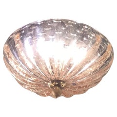 Barovier et Toso Lustre rose en laiton et verre de 1940 Italie 