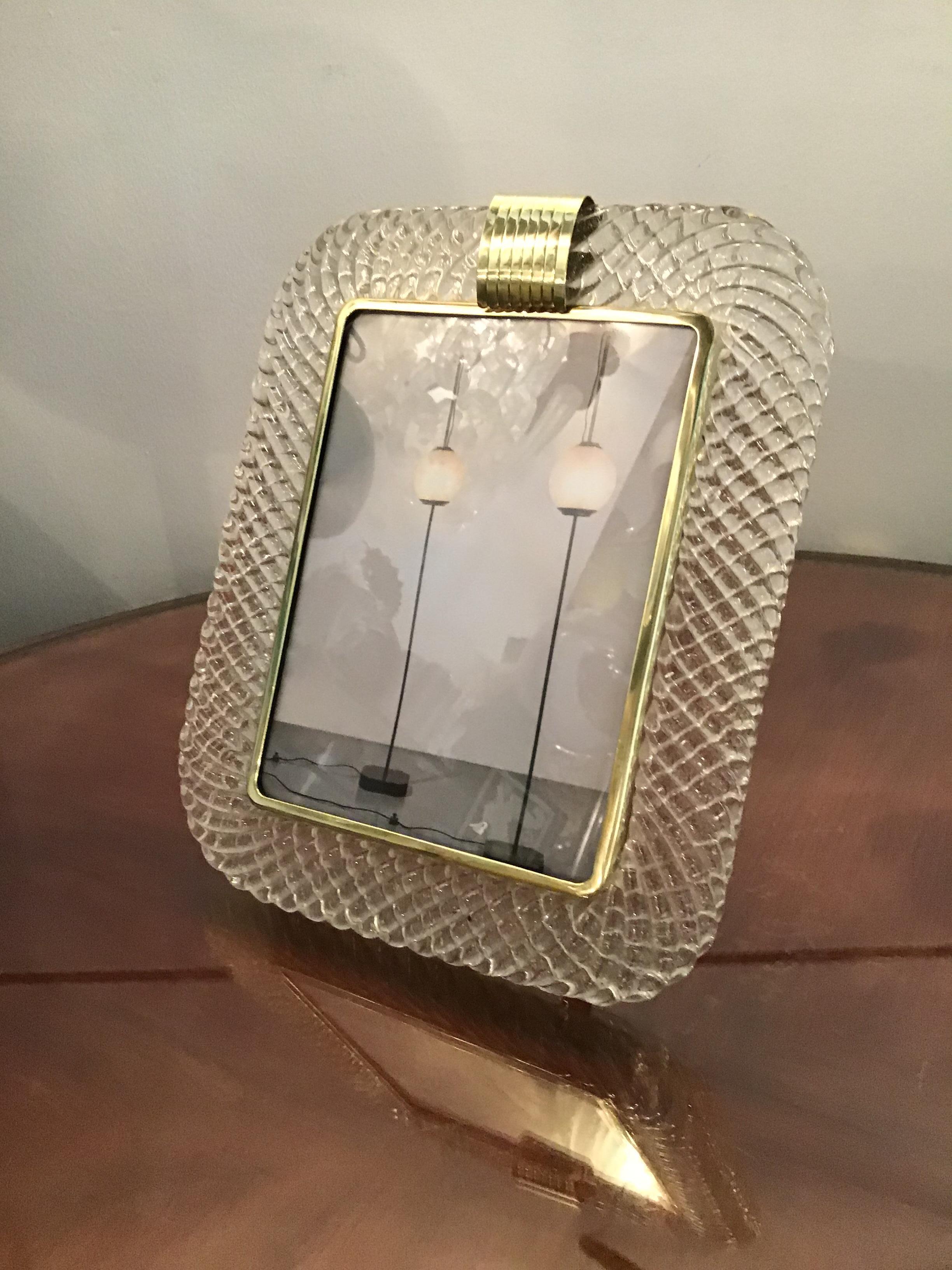 Barovier e Toso Portafoto Murano Glass Brass, 1940, Italy In Excellent Condition For Sale In Milano, IT