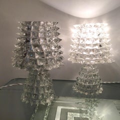 Barovier e Toso “Rostrato” Table Lamp Murano Glass Metal, 1940, Italy