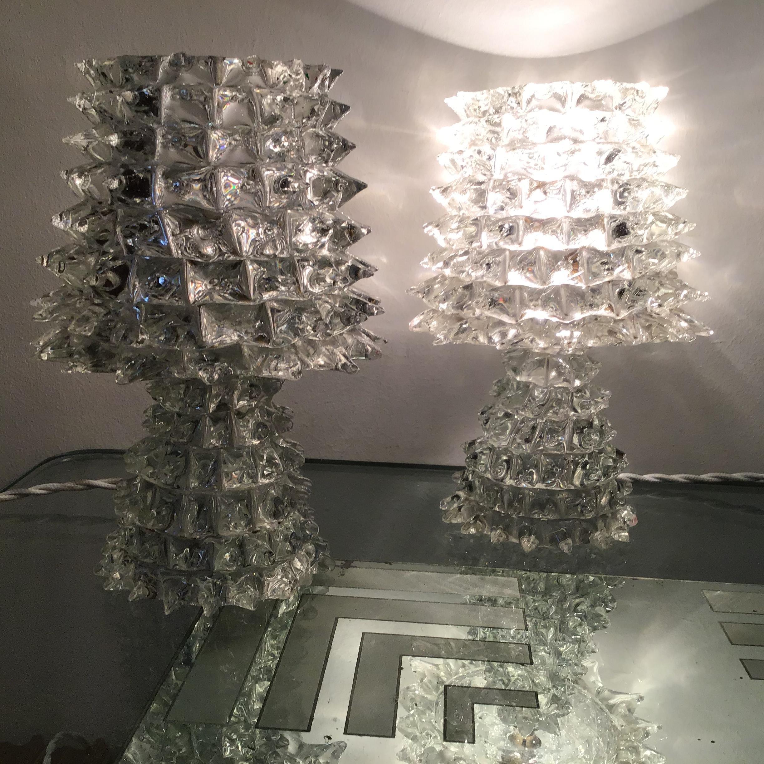 Barovier e Toso “Rostrato” Table Lamp Murano Glass Metal, 1940, Italy  In Good Condition In Milano, IT