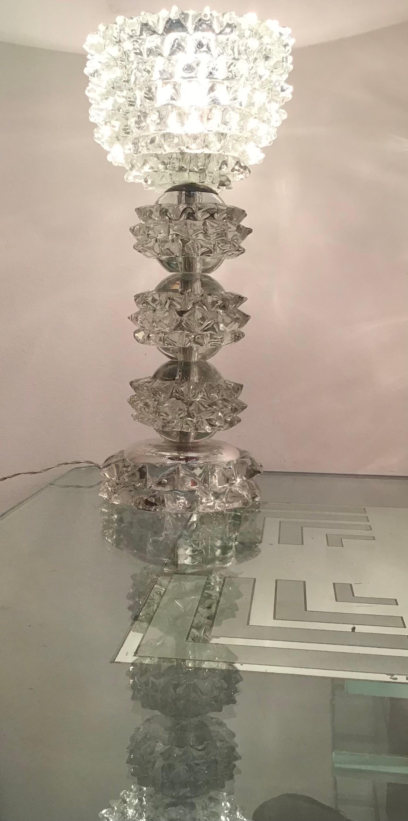 Barovier e Toso “Rostrato” Table Lamp Murano Glass Metal Crome 1940 Italy For Sale 12
