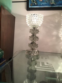 Barovier e Toso “Rostrato” Table Lamp Murano Glass Metal Crome 1940 Italy