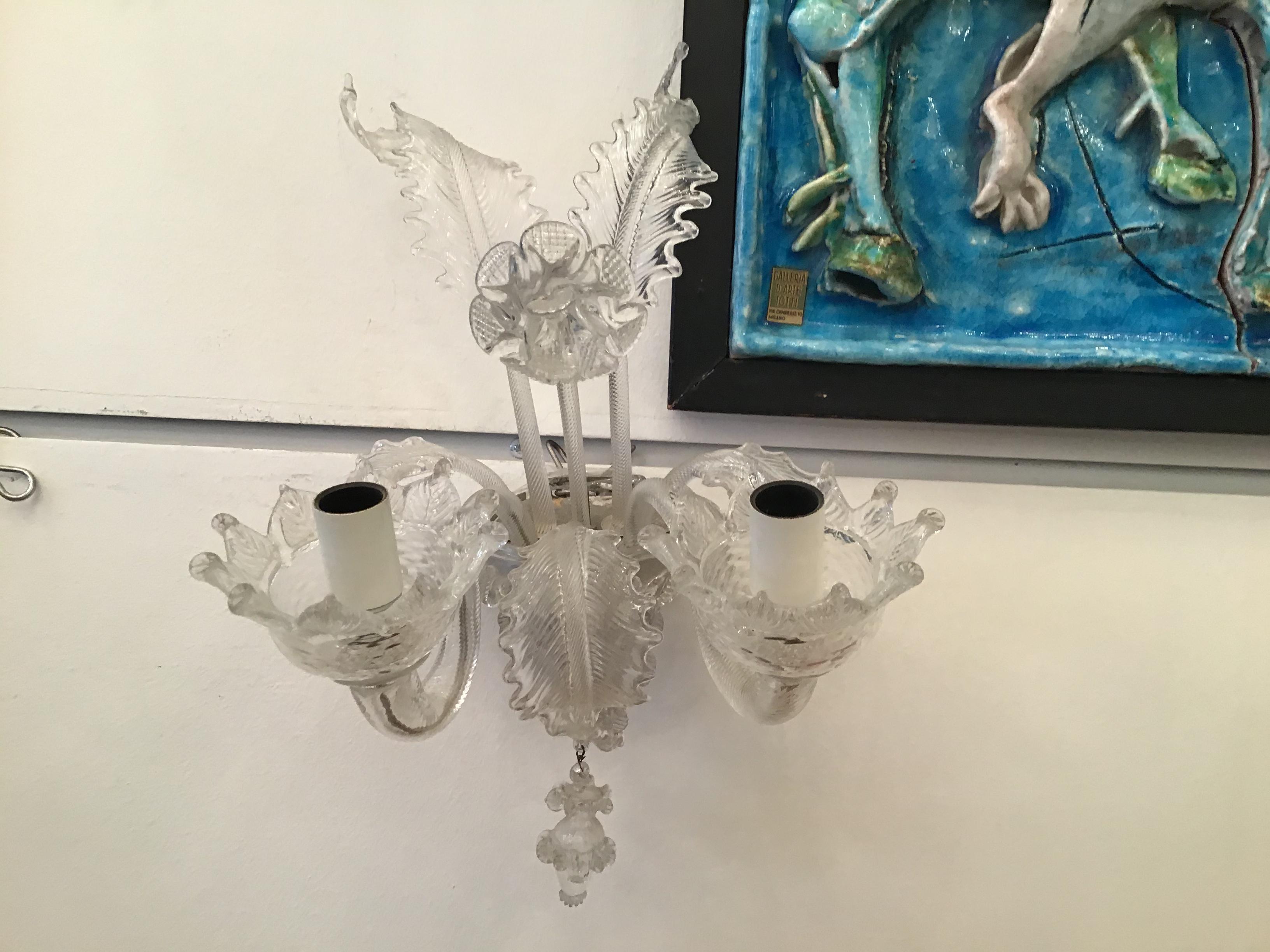 Barovier e Toso Sconce in vetro di Murano ferro alluminio 1940 Italia in vendita 4