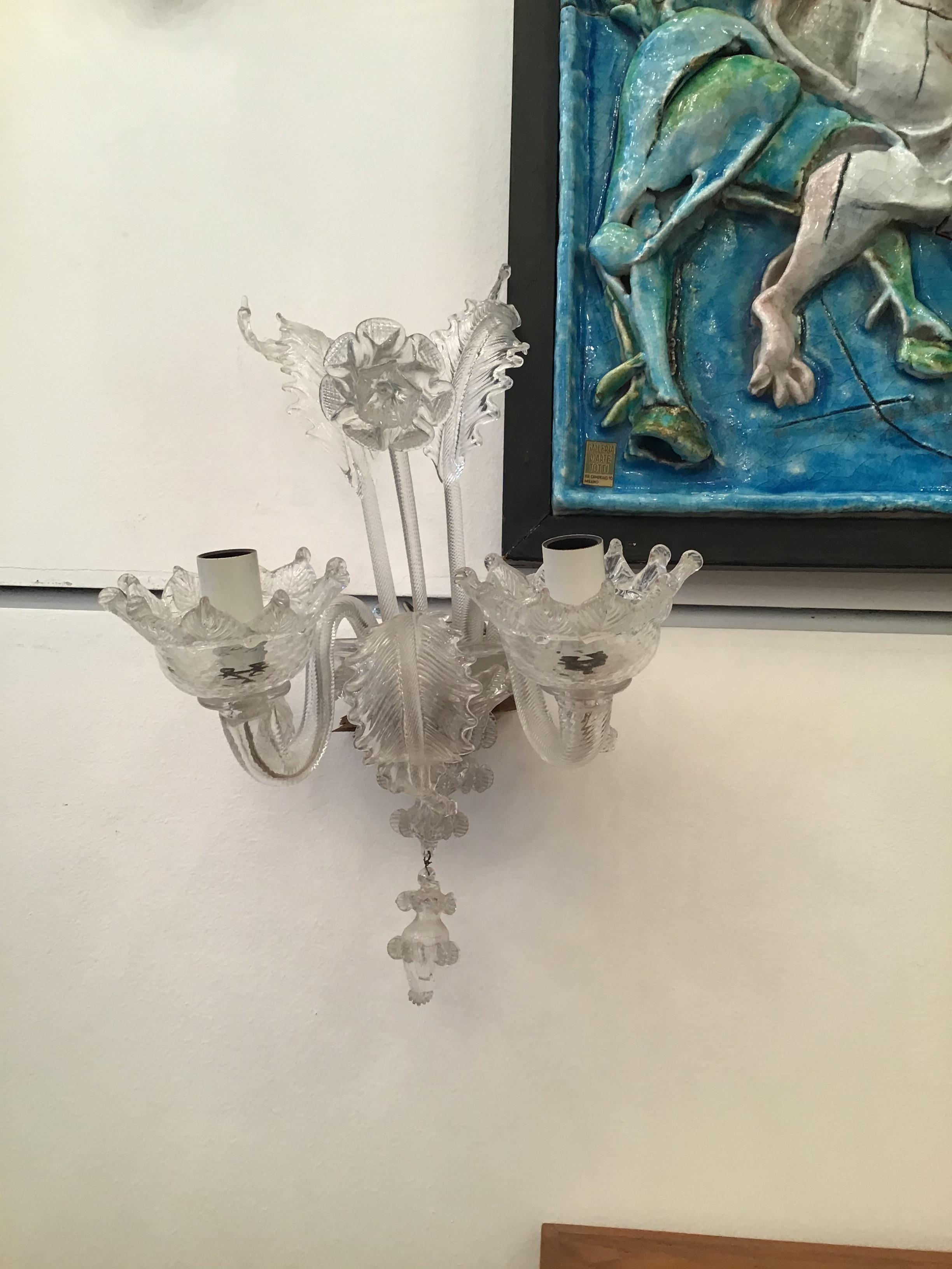 Barovier e Toso Sconce Murano Glass Iron Aluminium 1940 Italy For Sale 10