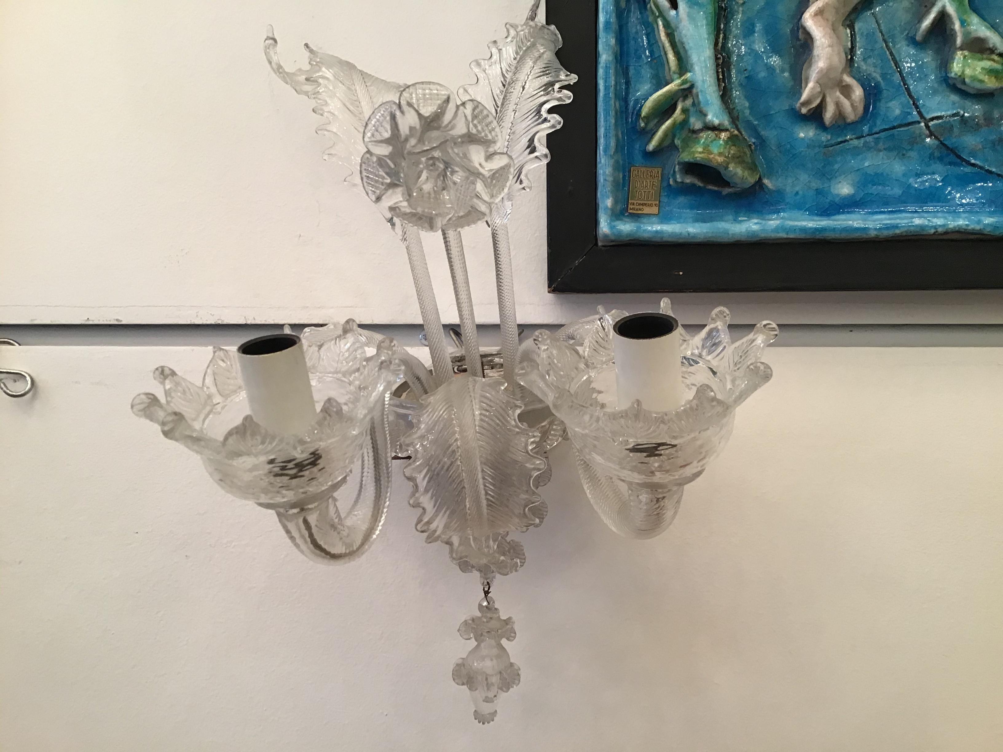 Other Barovier e Toso Sconce Murano Glass Iron Aluminium 1940 Italy For Sale