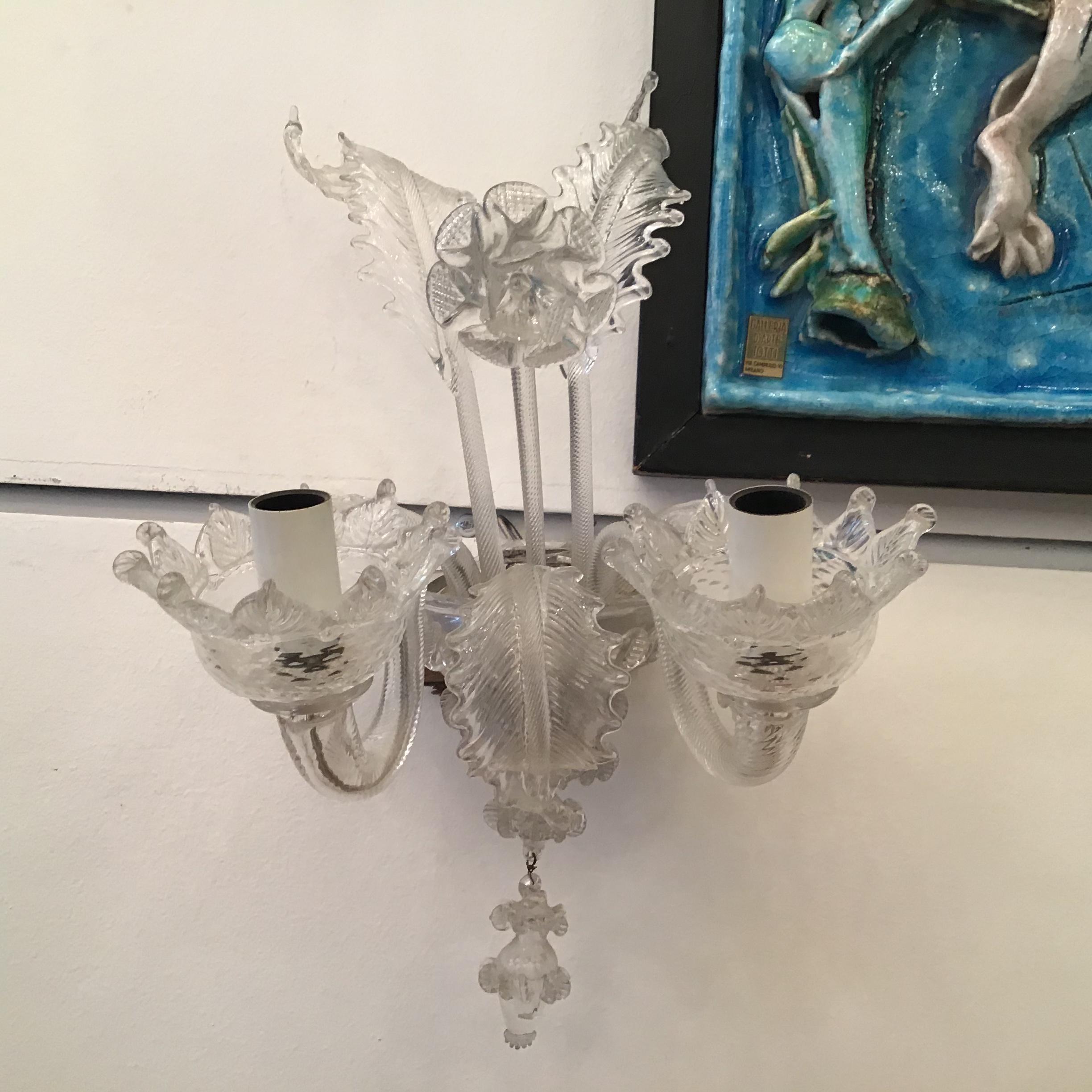 Barovier e Toso Sconce Murano Glass Iron Aluminium 1940 Italy For Sale 3