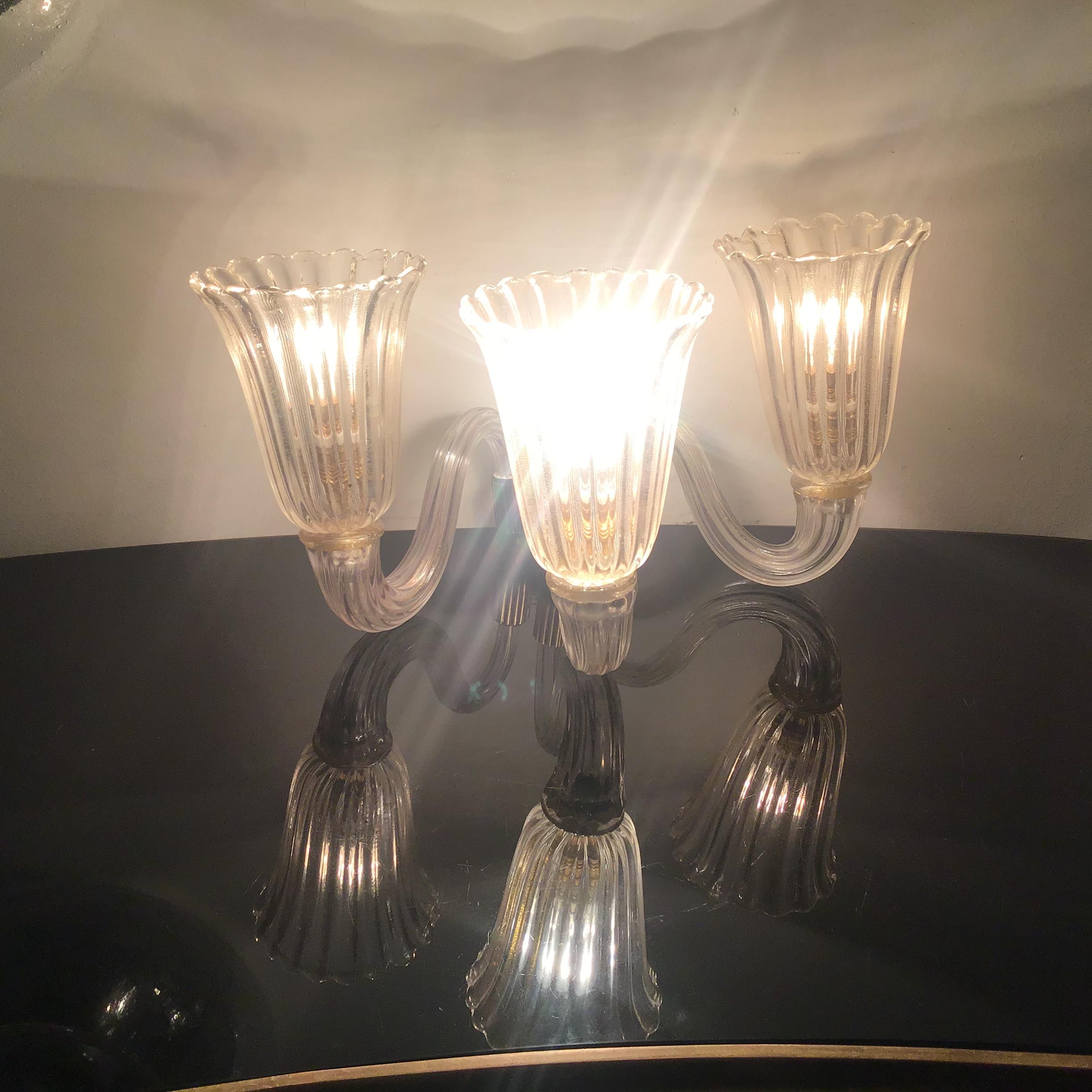 Barovier e Toso Applique in ottone e vetro di Murano 1940 Italia in vendita 6