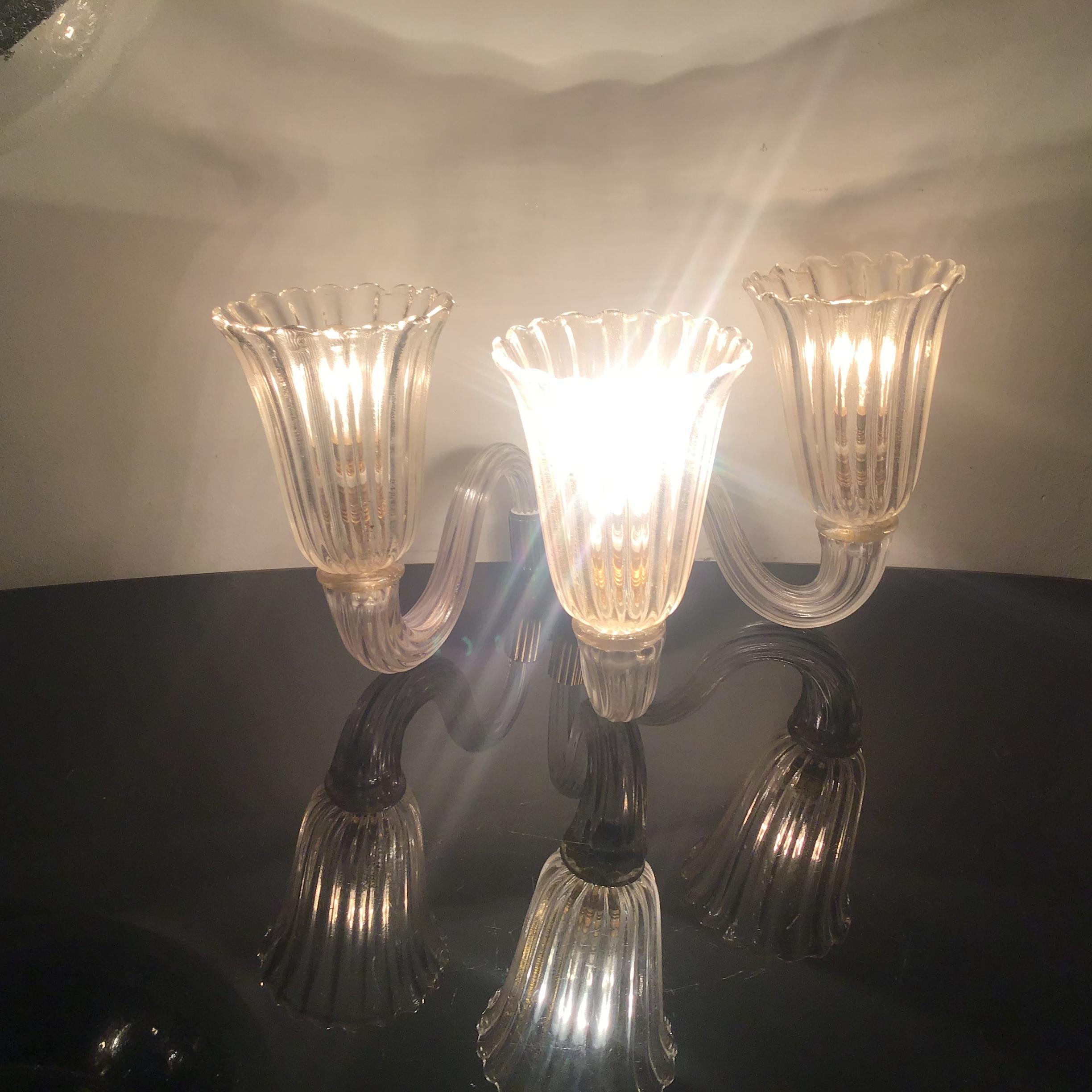 Barovier e Toso Applique in ottone e vetro di Murano 1940 Italia in vendita 10