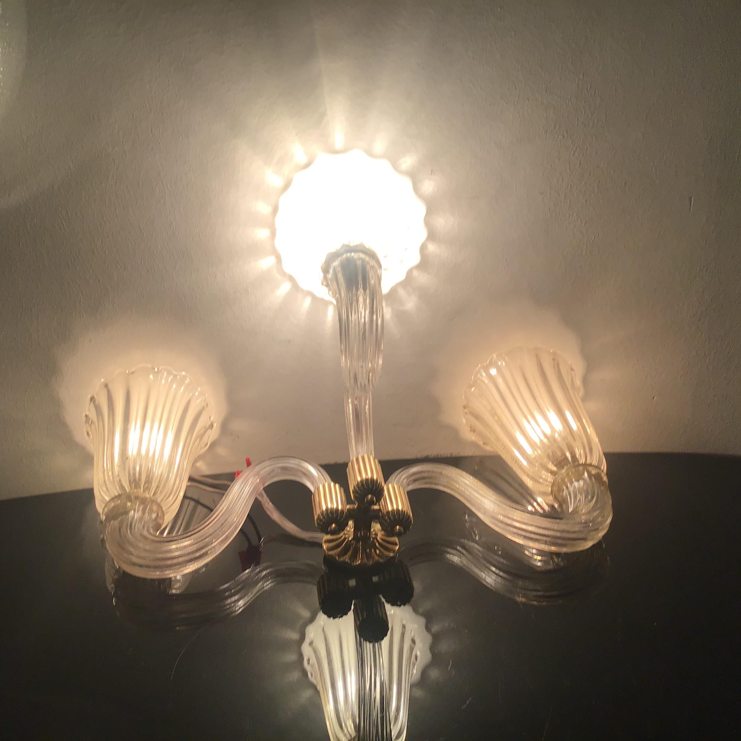 Altro Barovier e Toso Applique in ottone e vetro di Murano 1940 Italia in vendita
