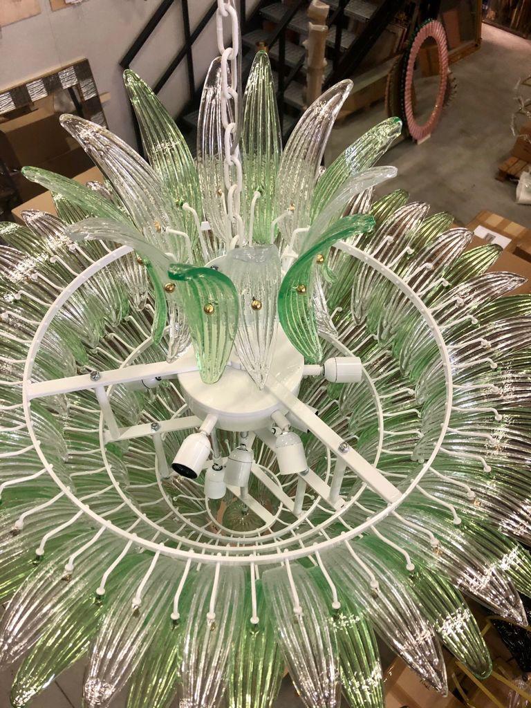 Italian Barovier e Toso Style Green Murano Glass Palmettes Chandelier