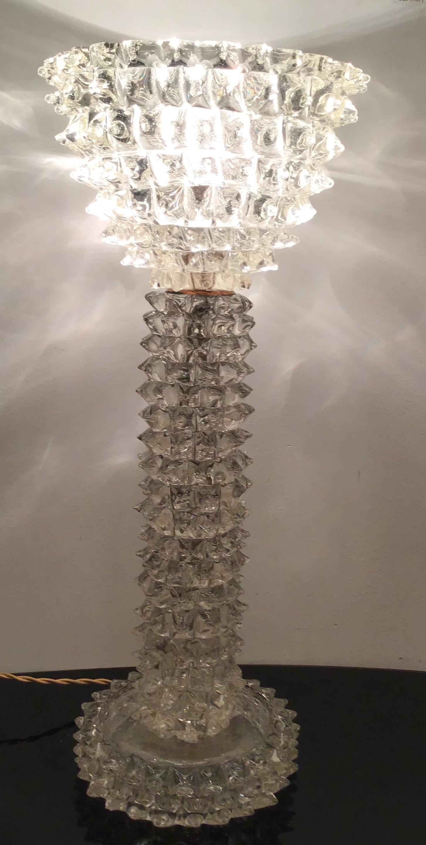 Barovier e Toso Table Lamp Brass Murano Glass, 1940 Italy For Sale 6