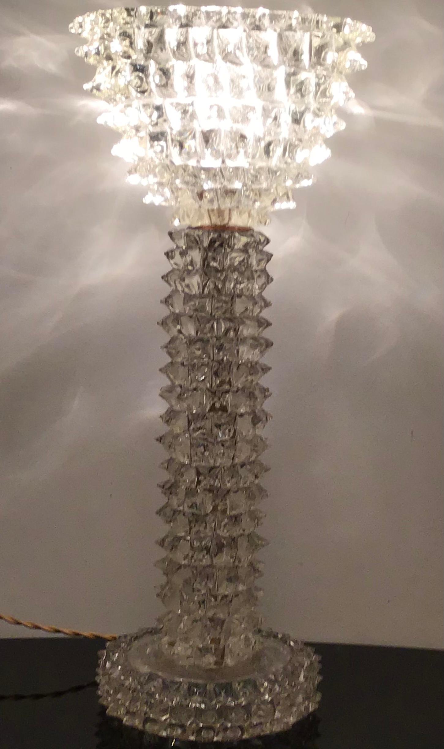 Barovier e Toso Table Lamp Brass Murano Glass, 1940 Italy For Sale 9