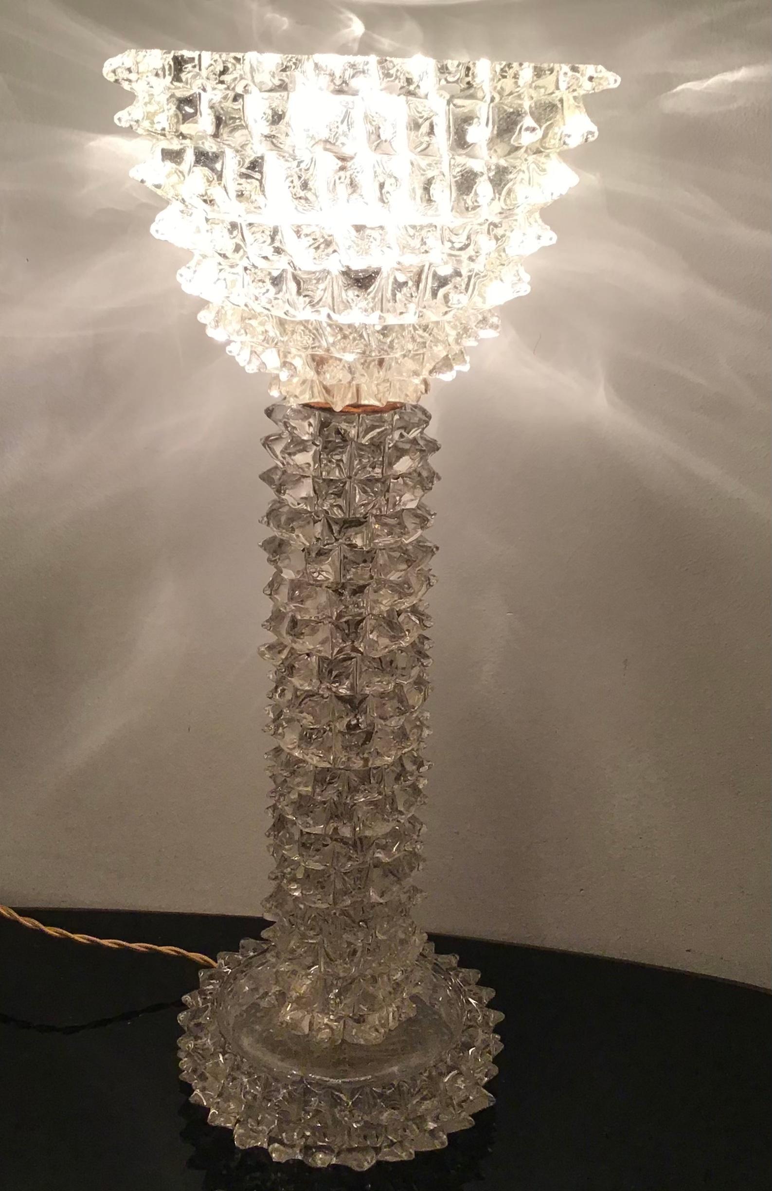 Barovier e Toso Table Lamp Brass Murano Glass, 1940 Italy In Excellent Condition For Sale In Milano, IT