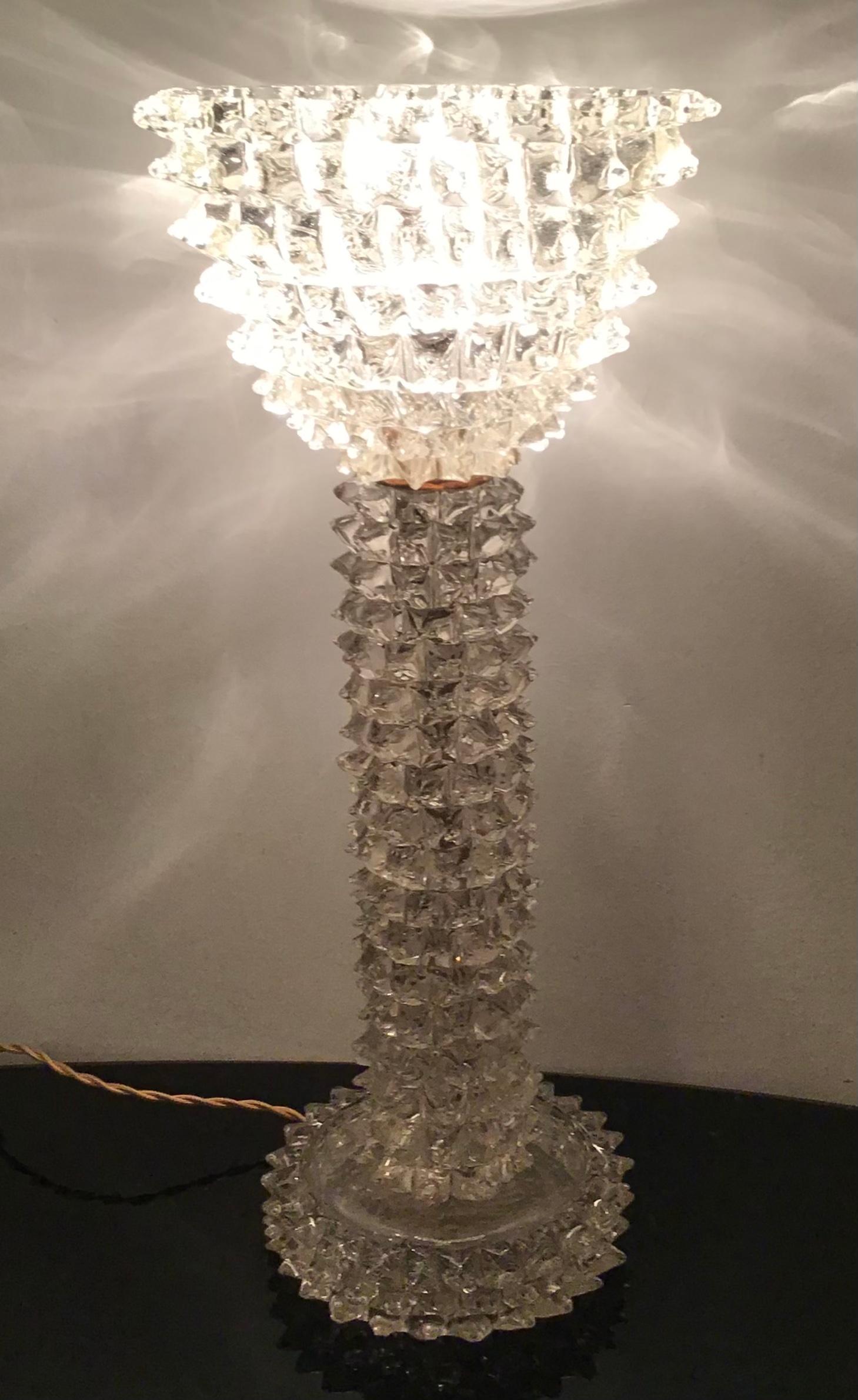 Barovier e Toso Table Lamp Brass Murano Glass, 1940 Italy For Sale 2