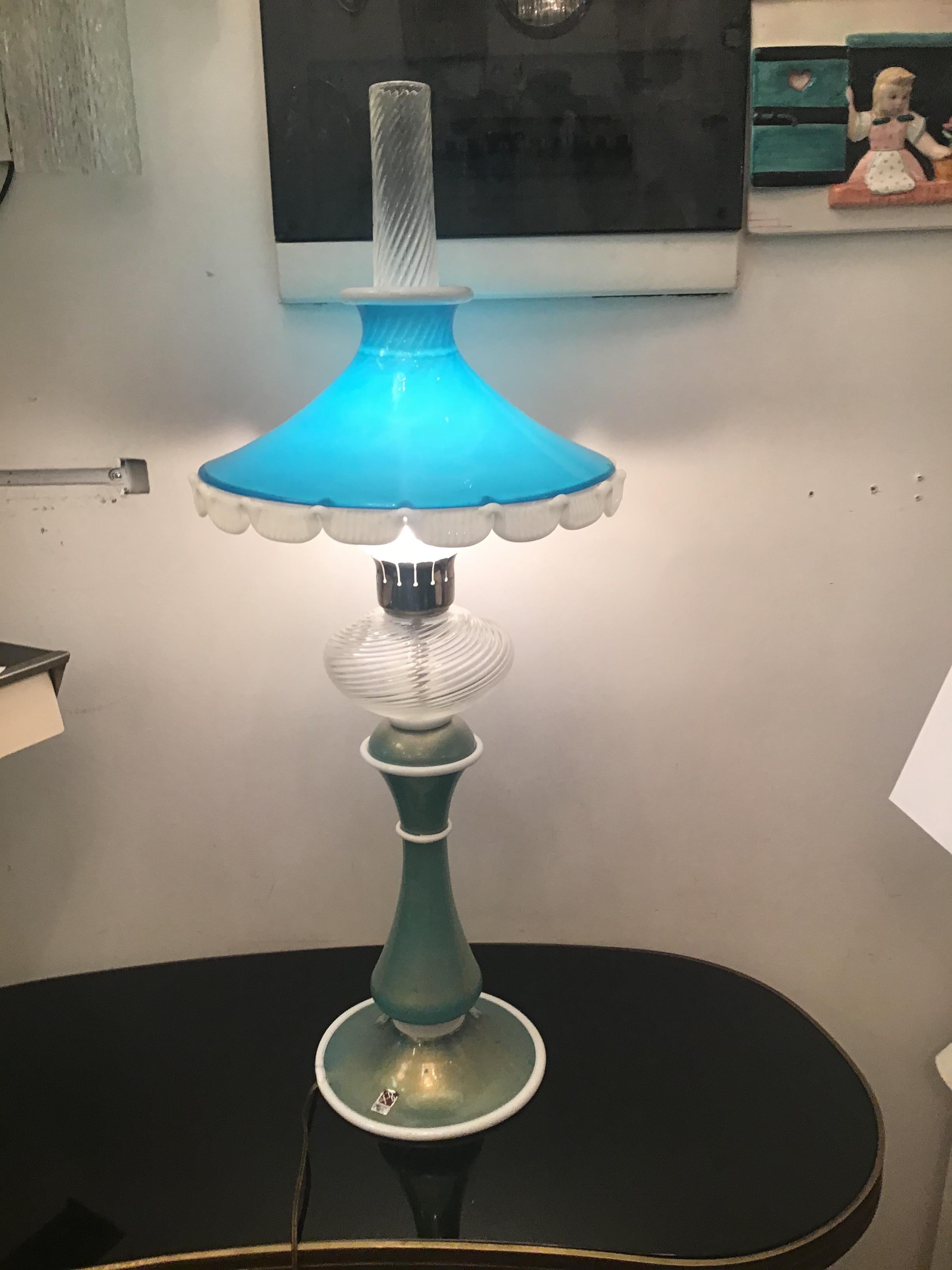 Barovier & Toso lampe de bureau en laiton et verre de Murano, Italie, 1950 en vente 4